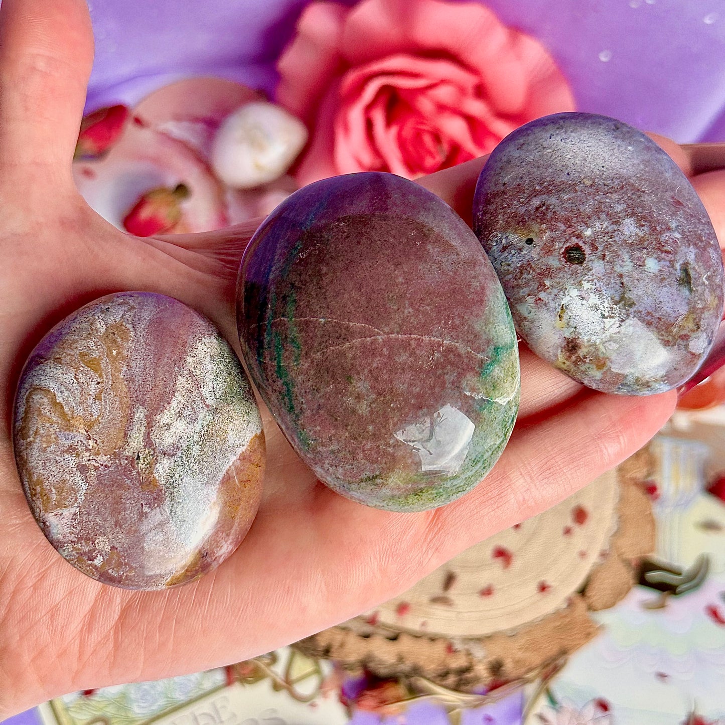 pastel ocean jasper palm stones ~ choose your own