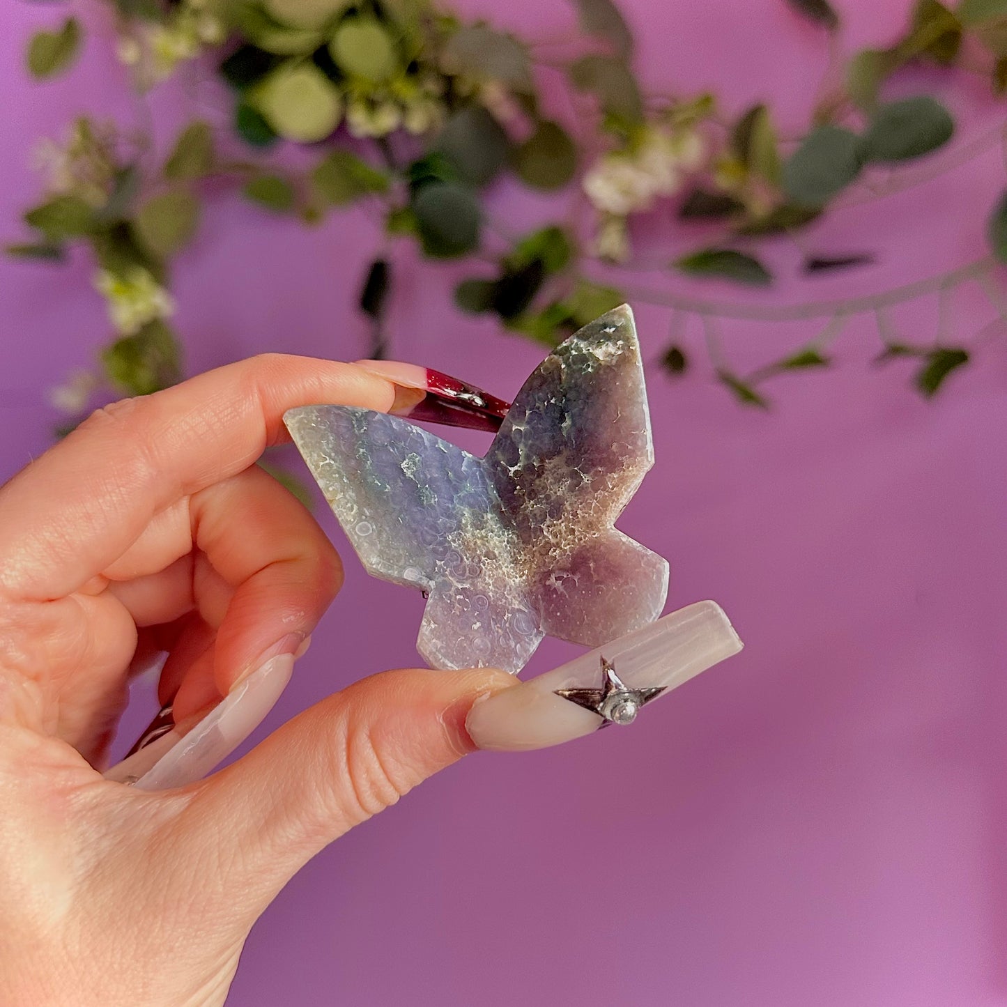 grape agate butterfly carving ~ intuitively chosen