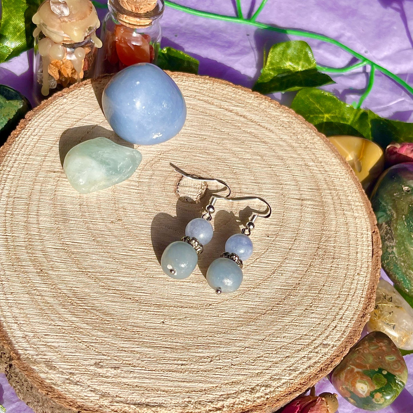 aquamarine & angelite earrings on 925 hooks