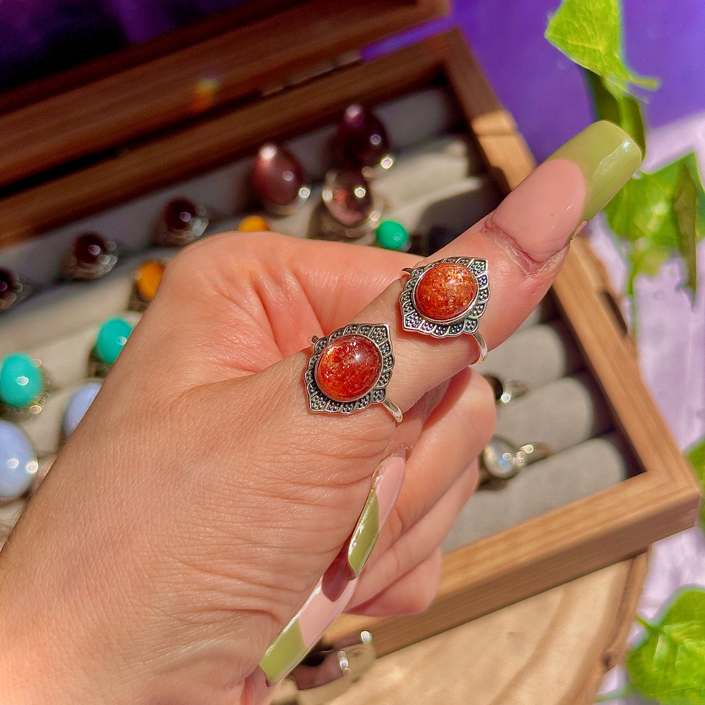 sunstone 925 sterling silver adjustable ring