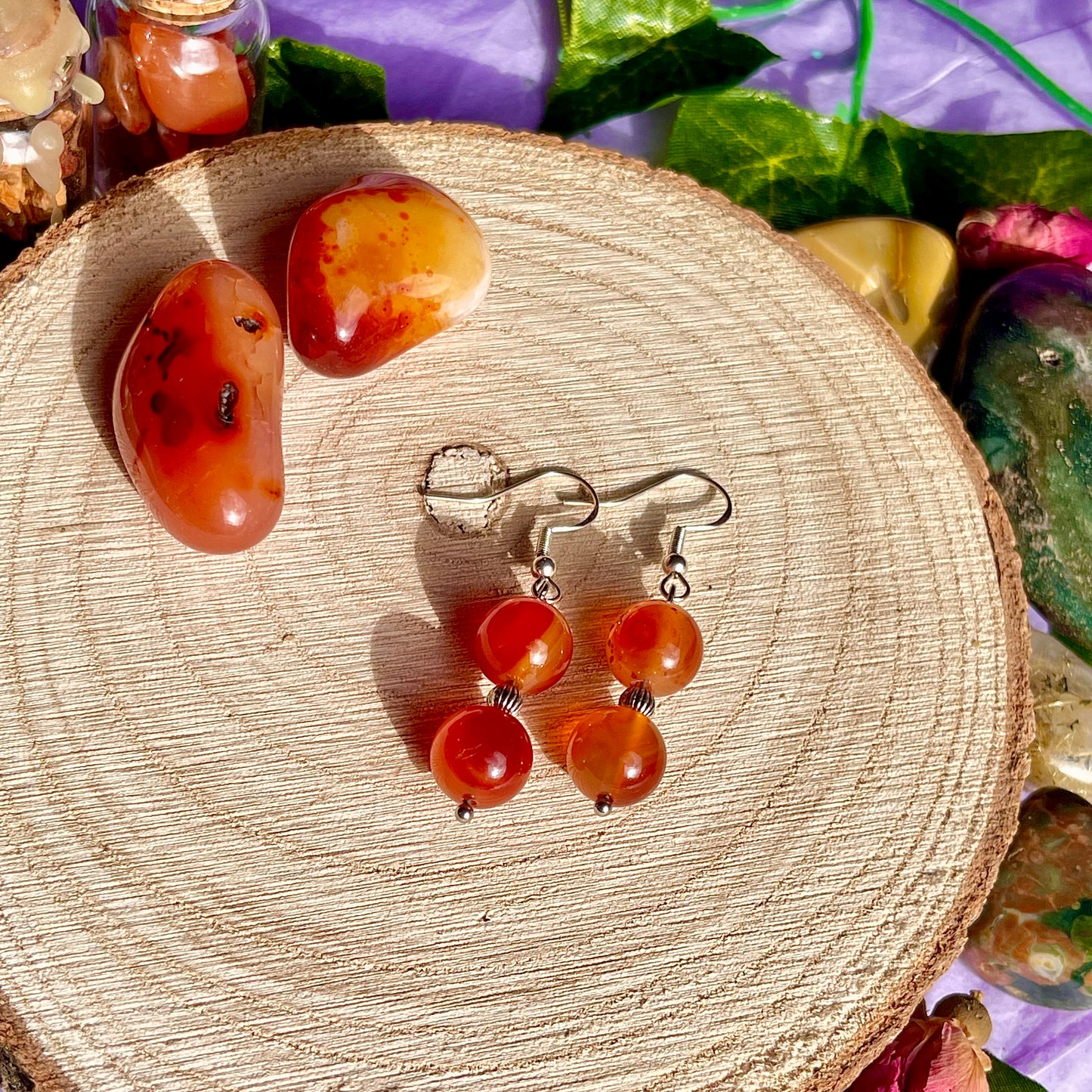 carnelian earrings on 925 hooks