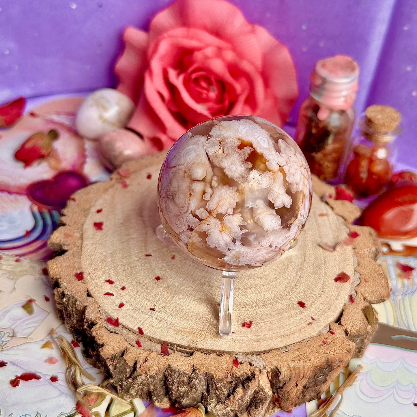 flower agate sphere A