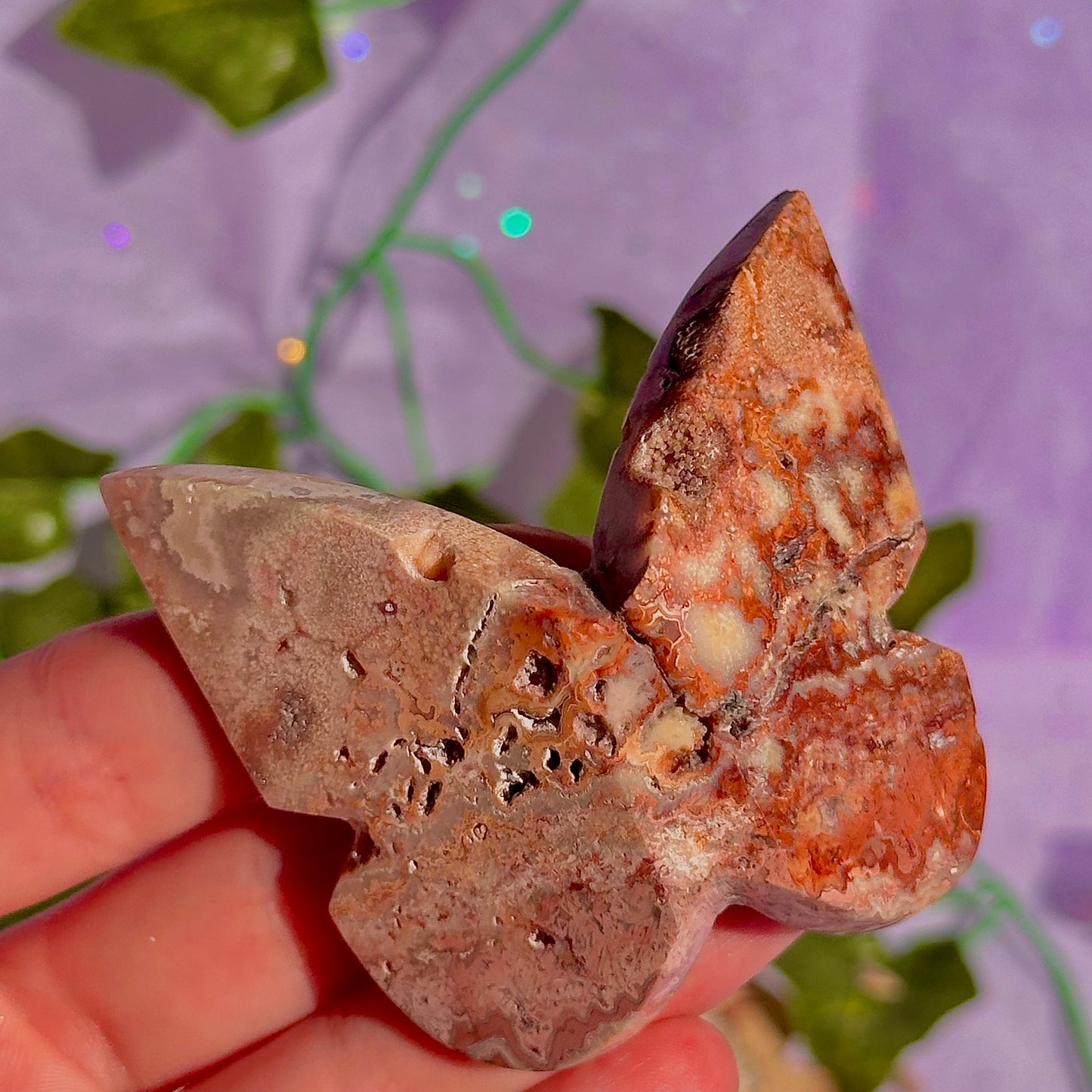 indonesian rare pink lace agate butterflies, self standing ~ choose your own