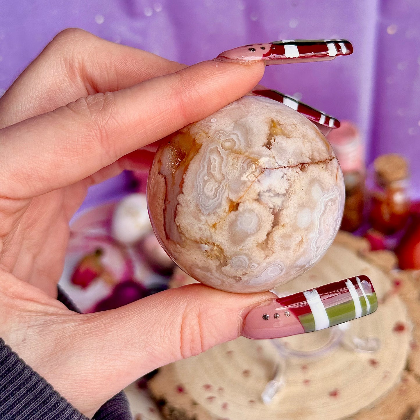 flower agate sphere B