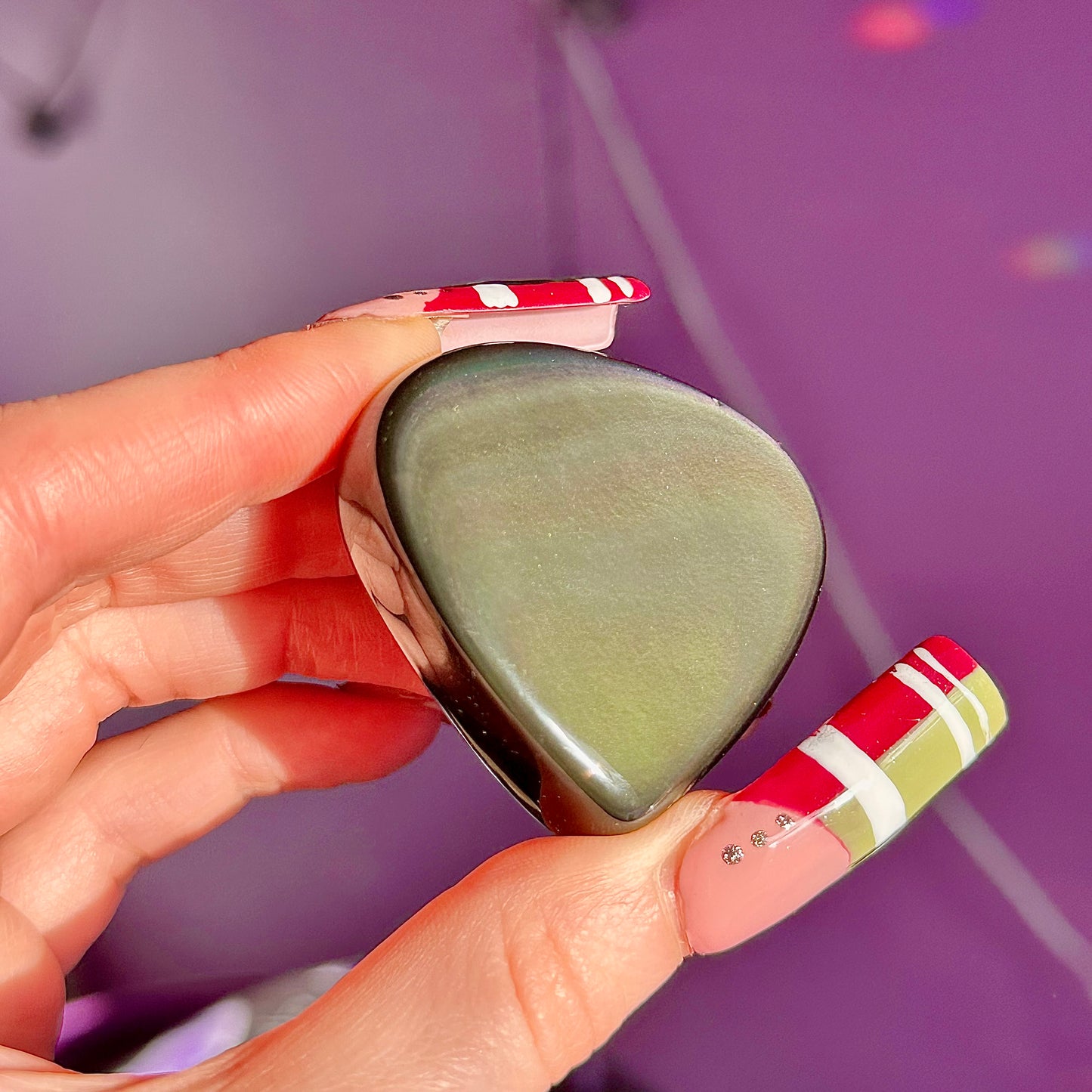 rainbow obsidian heart carvings C & D