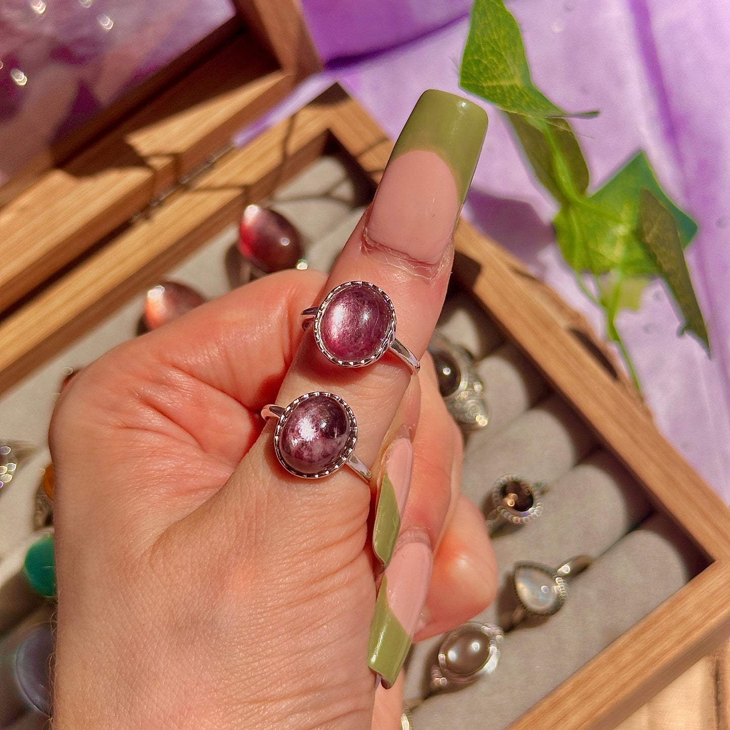 lepidolite 925 sterling silver adjustable ring