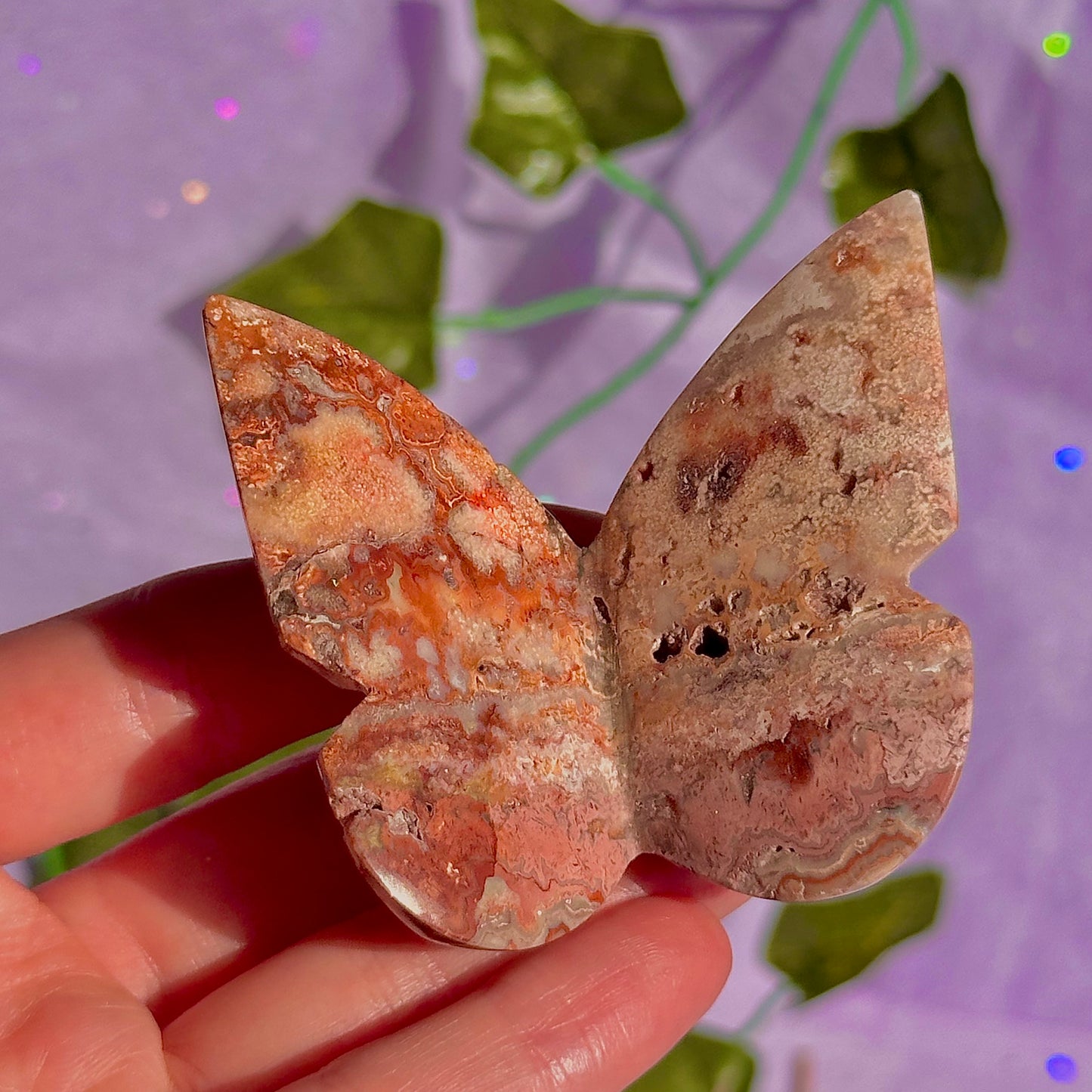 indonesian rare pink lace agate butterflies, self standing ~ choose your own
