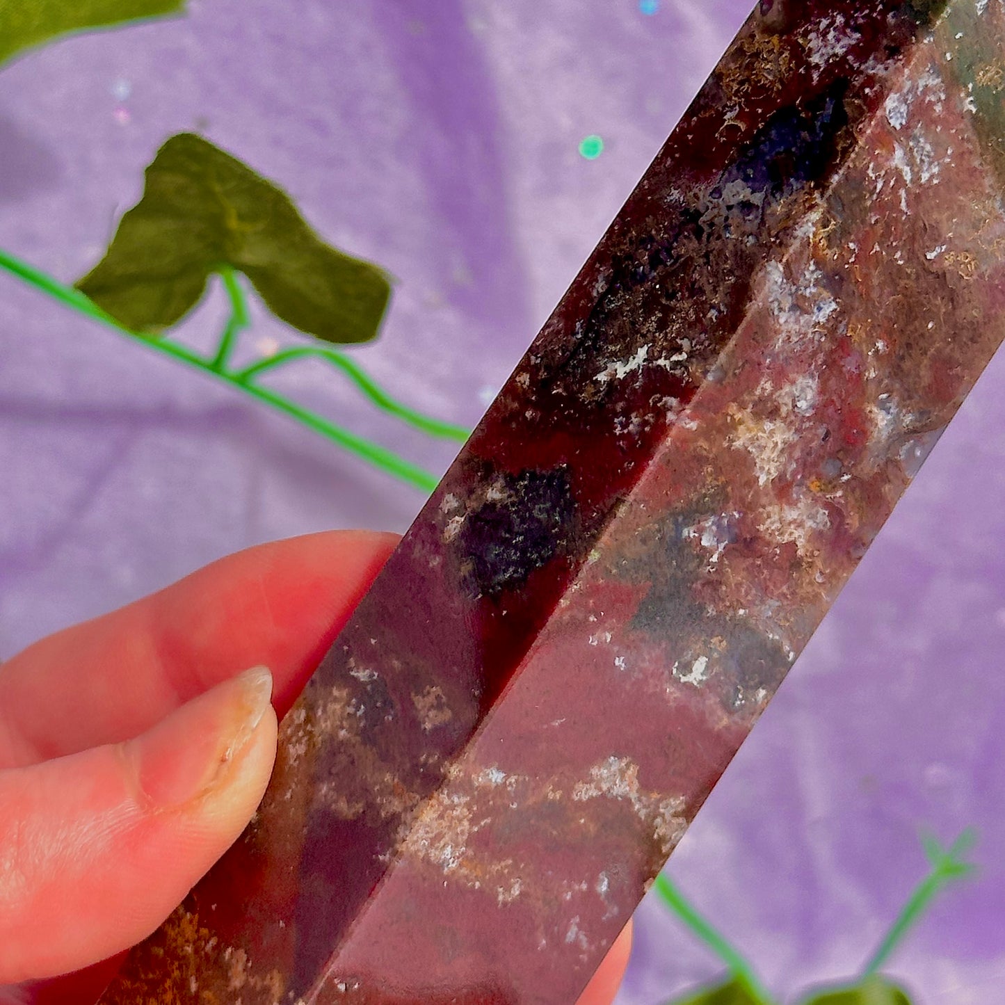 red moss agate tower