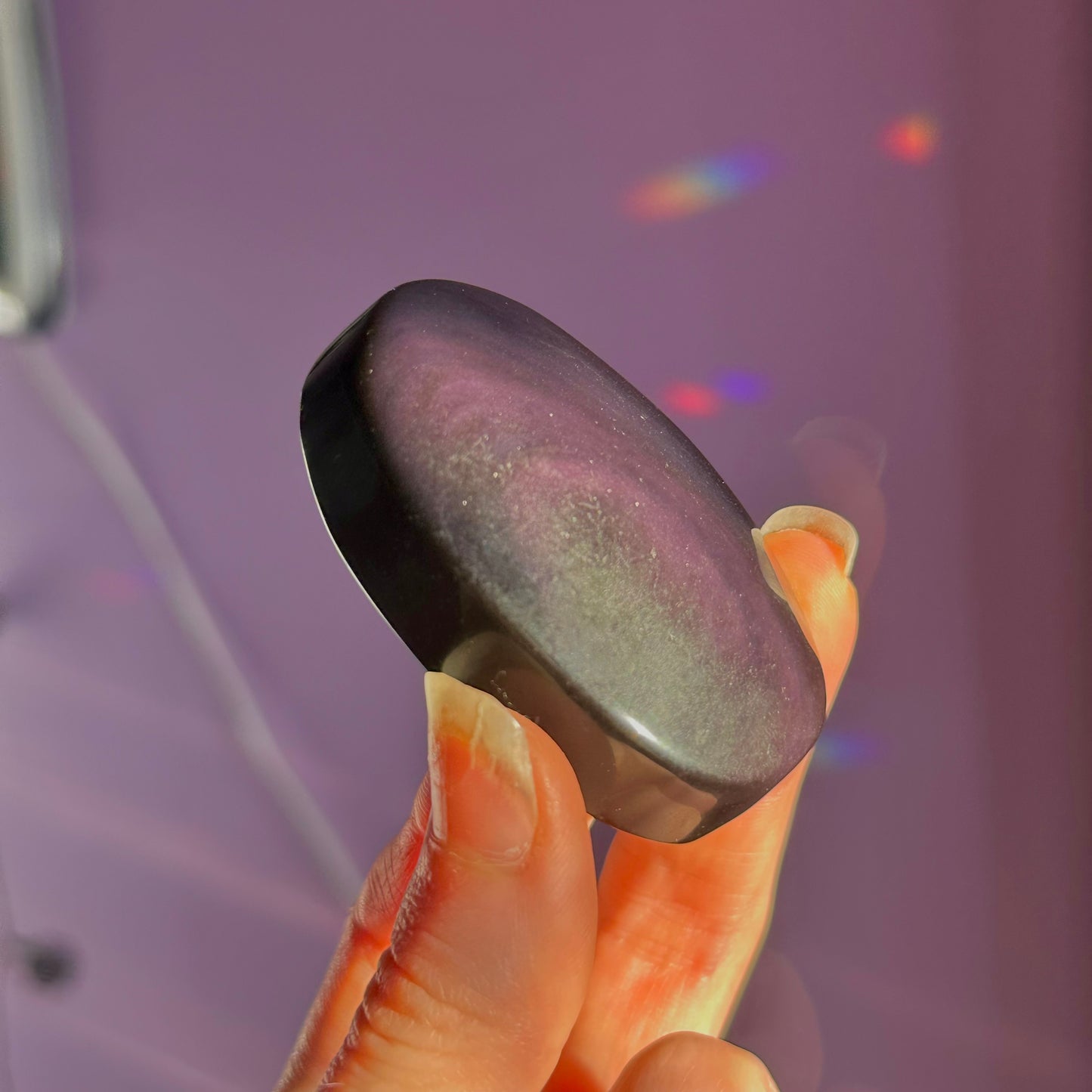 rainbow obsidian palm stone ~ intuitively chosen