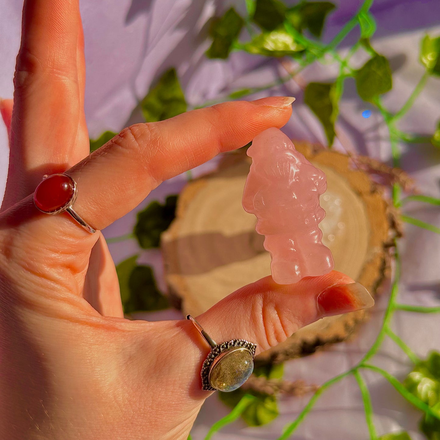 sculptures du père Noël, quartz rose et quartz clair ~ choisissez le vôtre