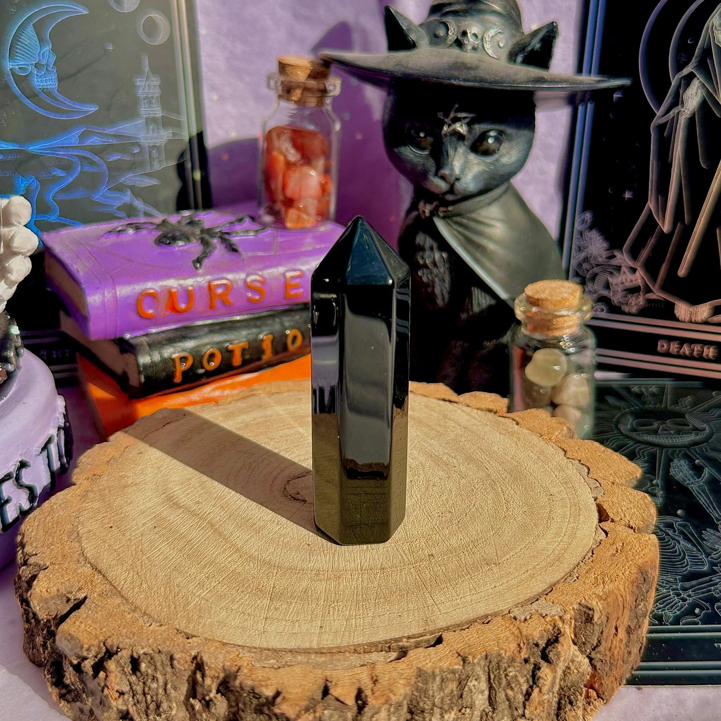 black obsidian point