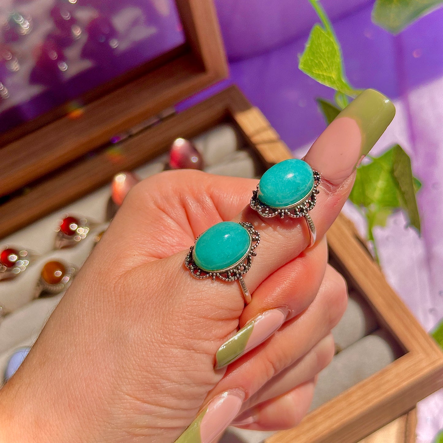 amazonite 925 sterling silver adjustable ring