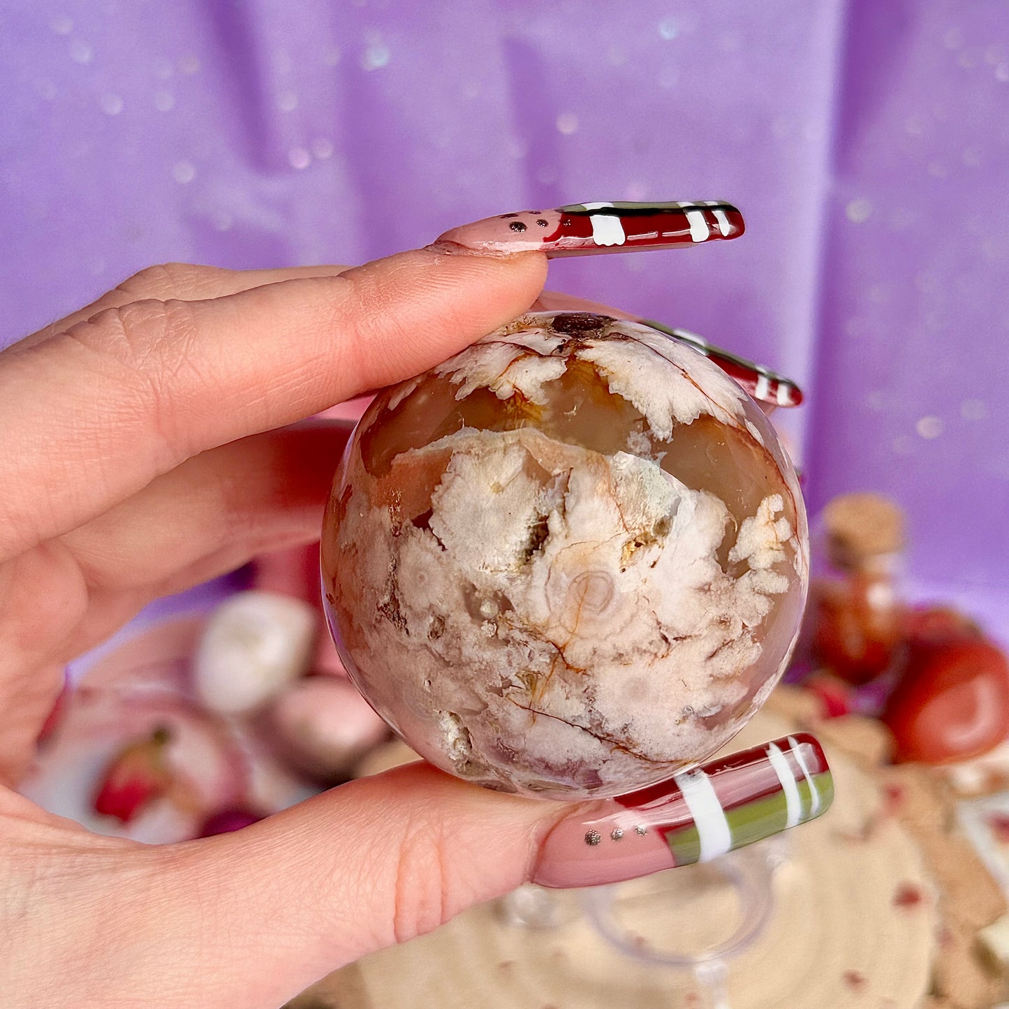 flower agate sphere A