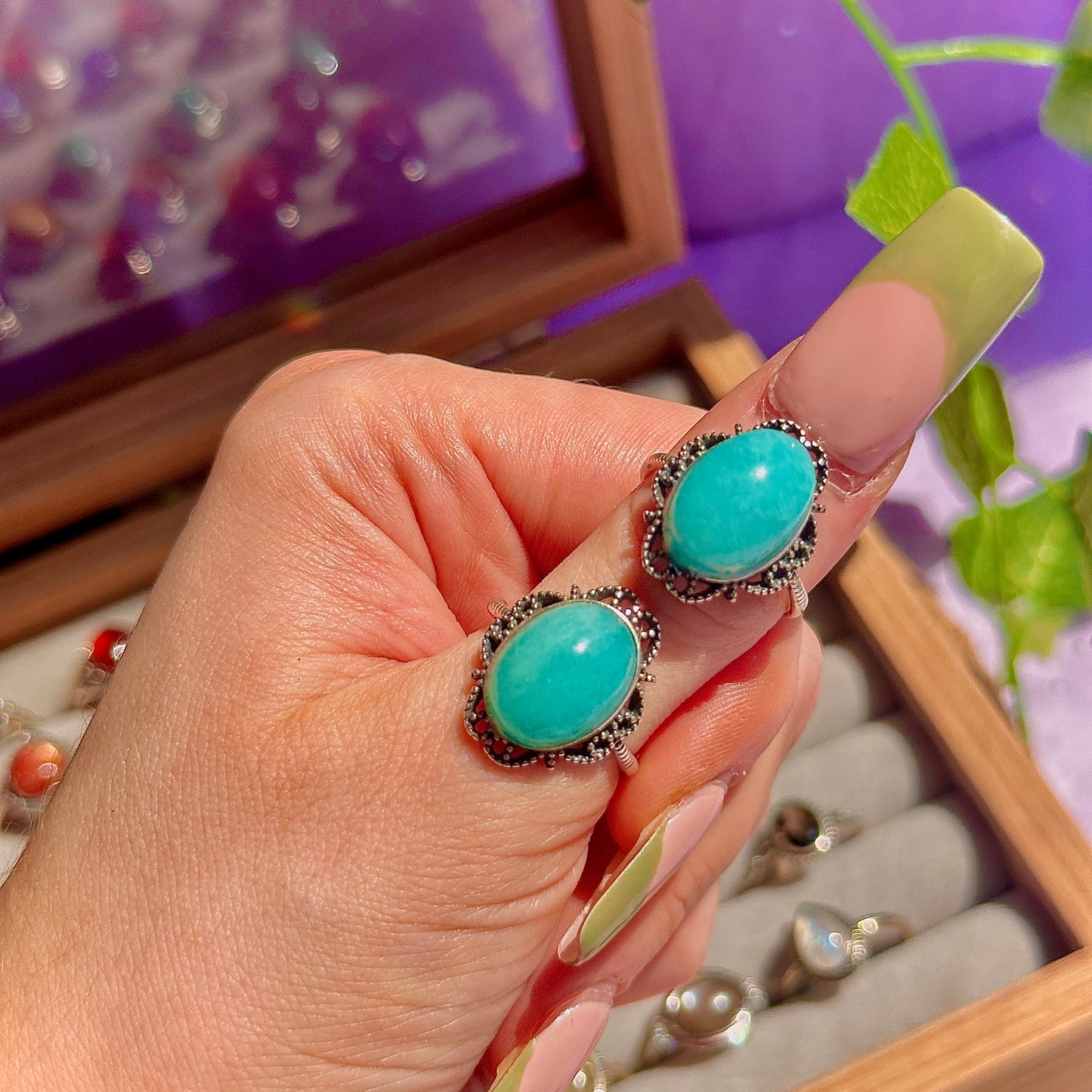 amazonite 925 sterling silver adjustable ring