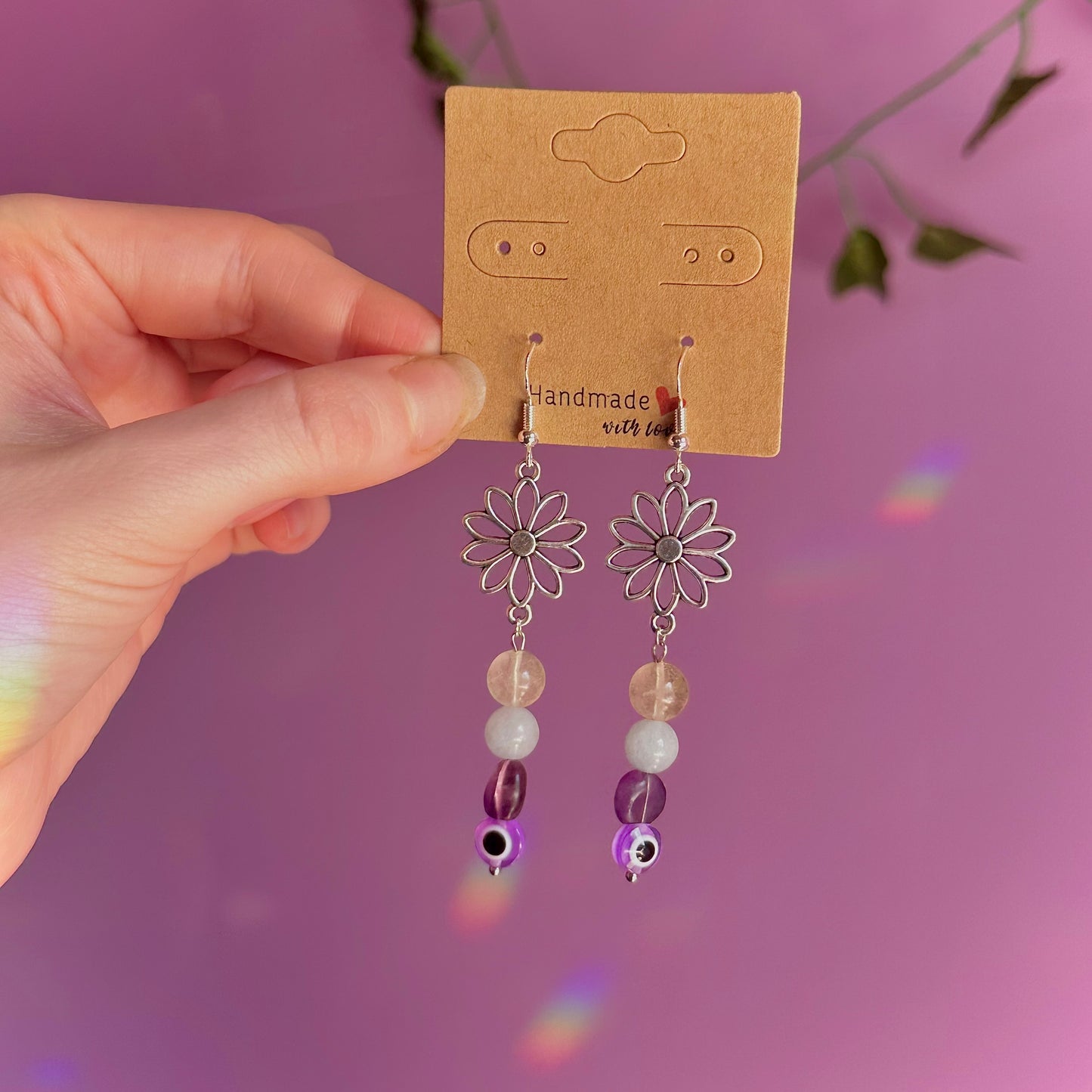 bloom earrings on 925 hooks ~ fluorite, aquamarine, calcite