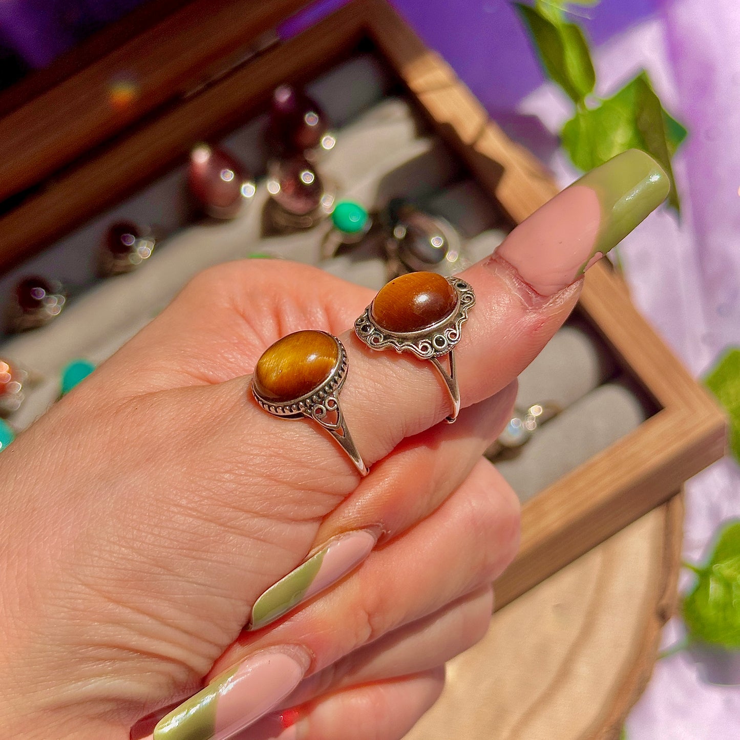 golden tigers eye 925 sterling silver adjustable ring