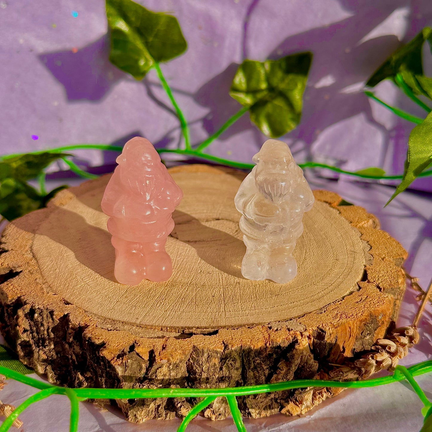 sculptures du père Noël, quartz rose et quartz clair ~ choisissez le vôtre
