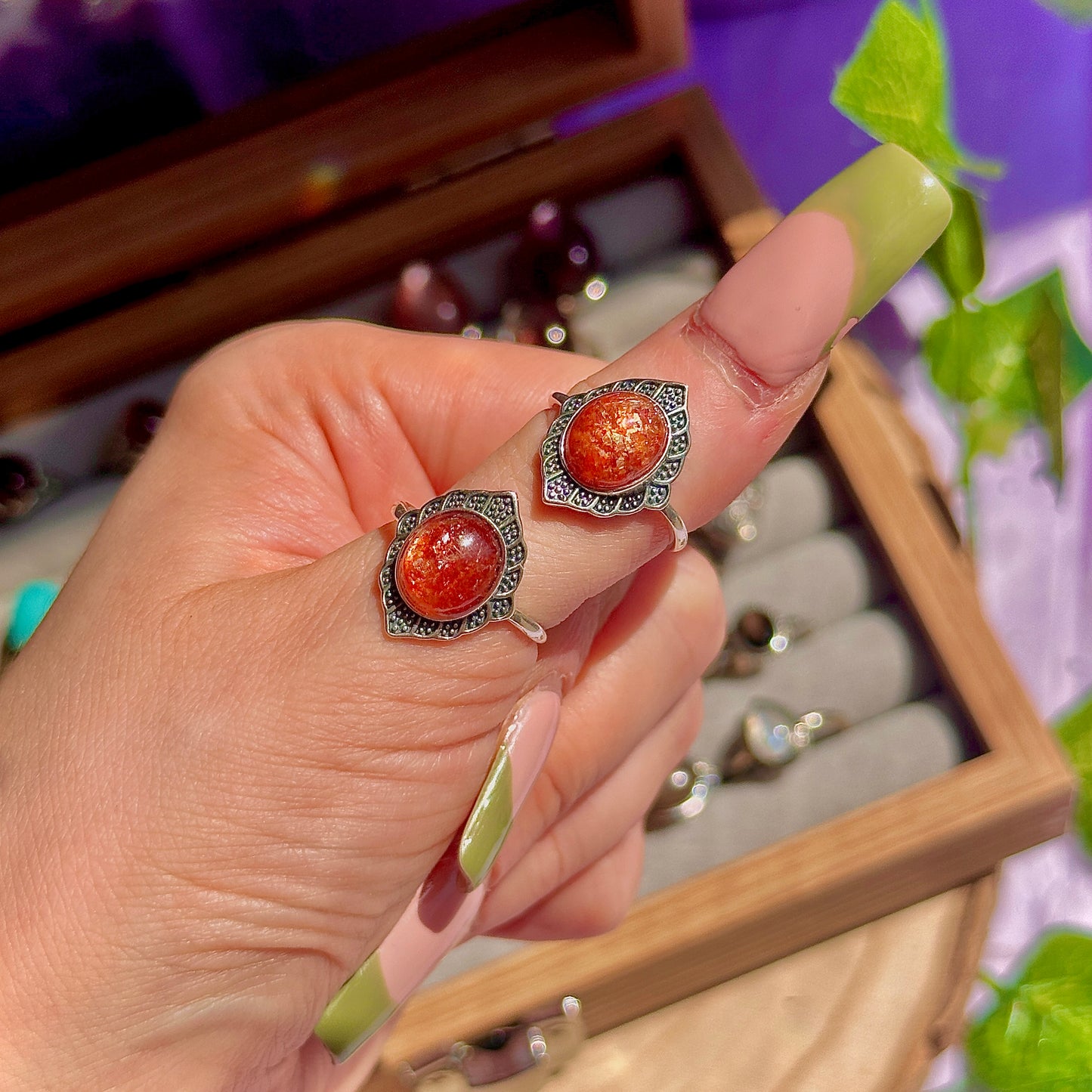 sunstone 925 sterling silver adjustable ring