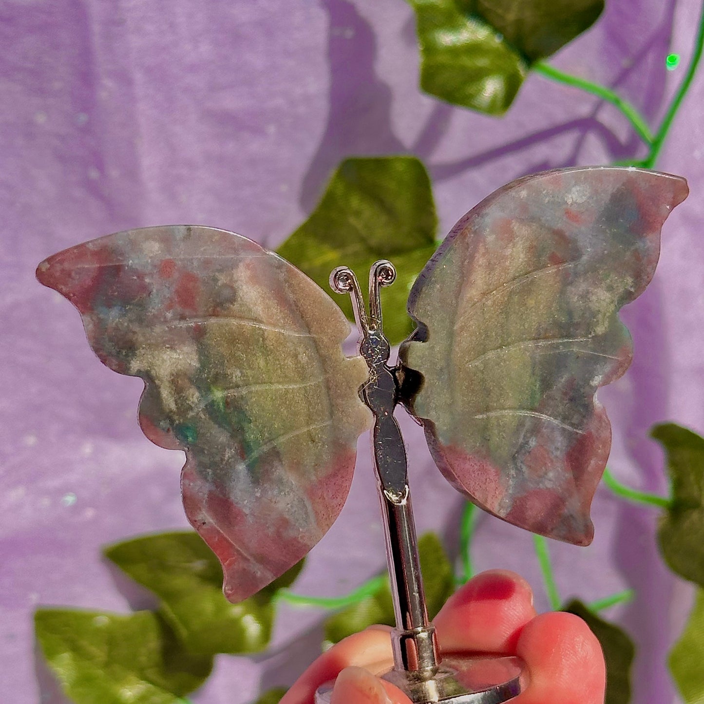sea jasper butterflies on stand & dragon fly carving ~ choose your own