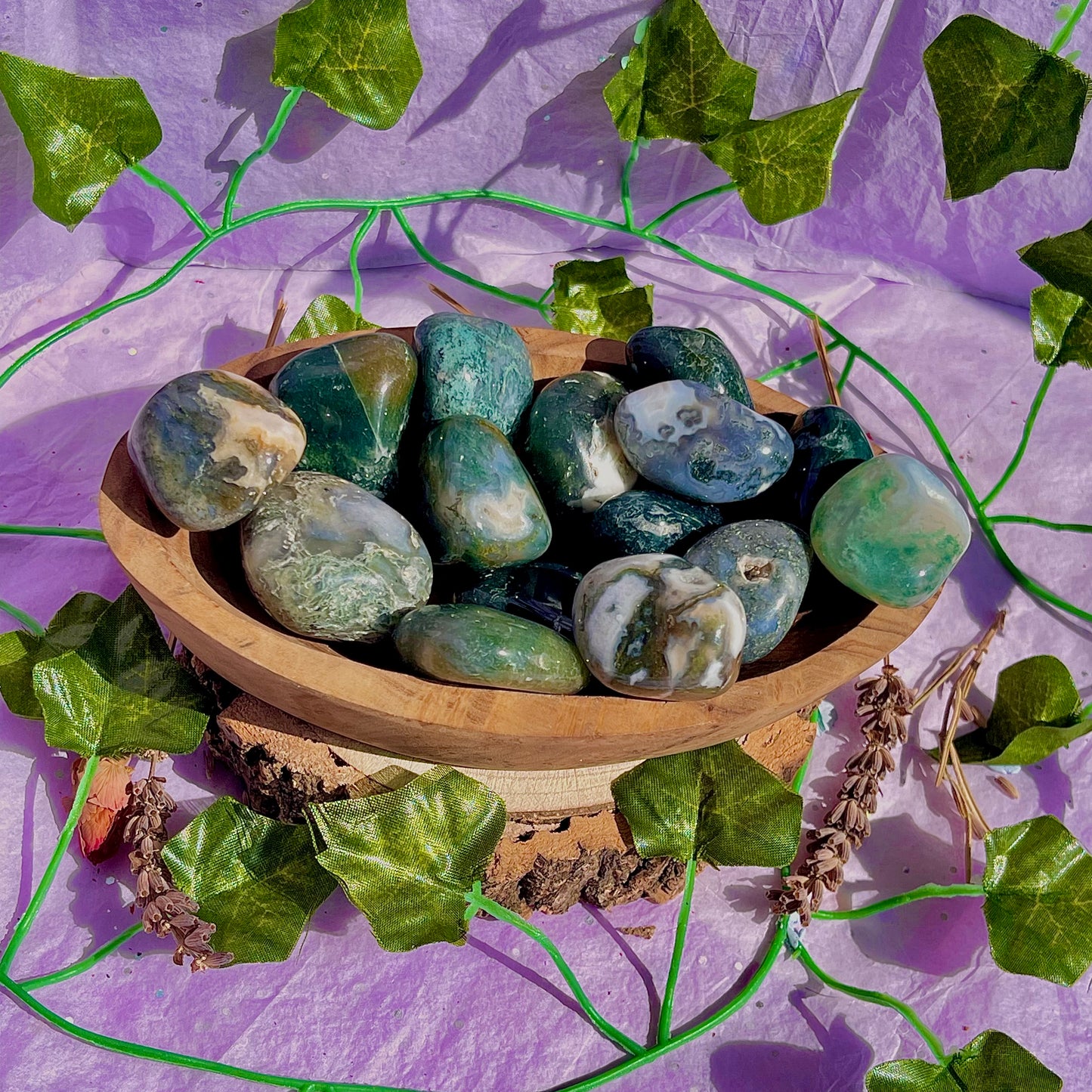 moss agate tumble