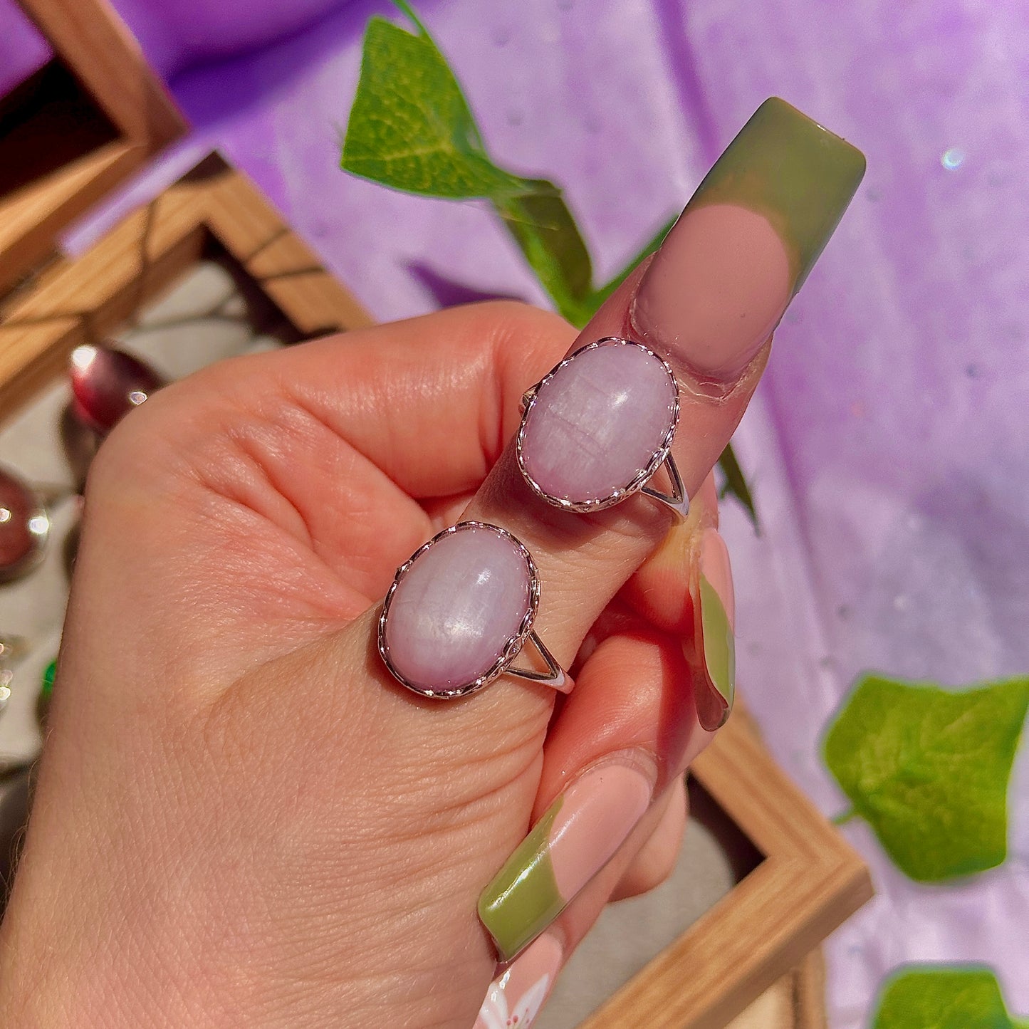 kunzite 925 sterling silver adjustable ring