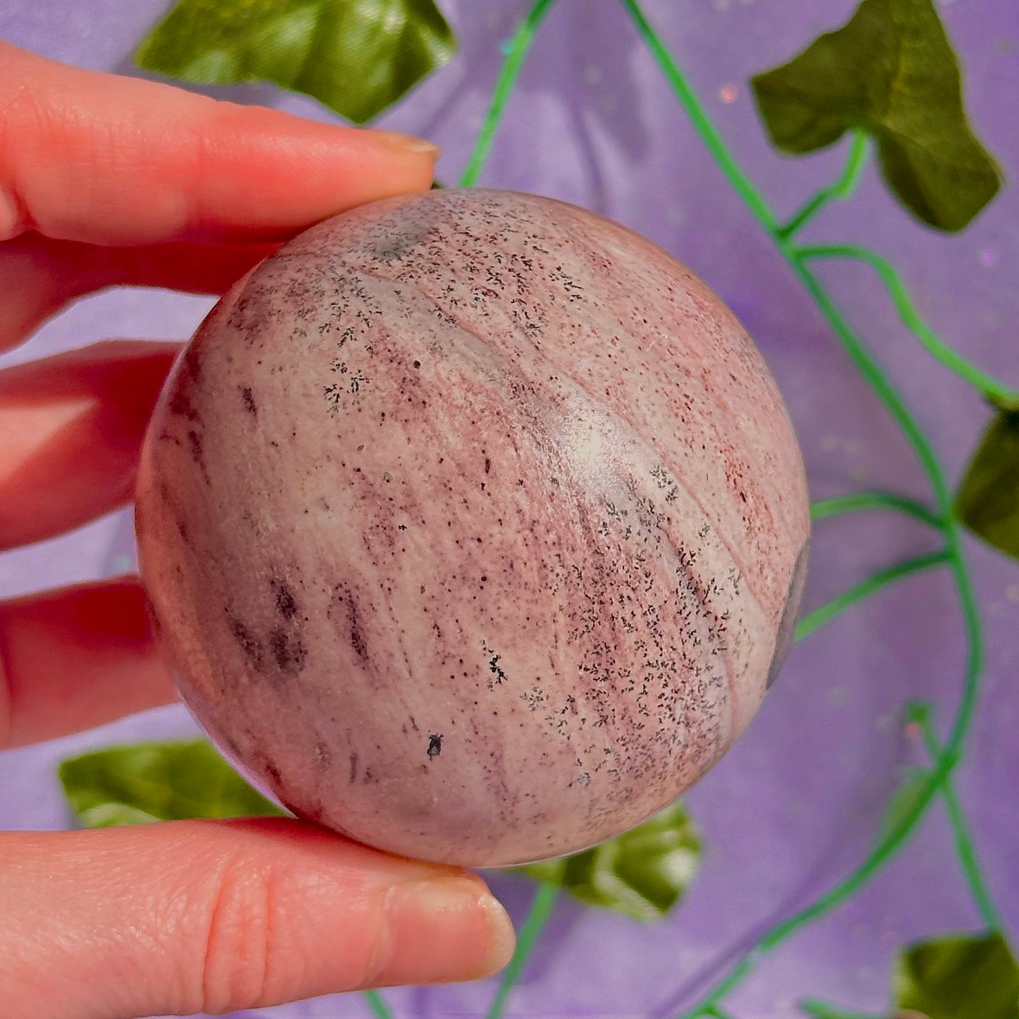 pink picture jasper sphere