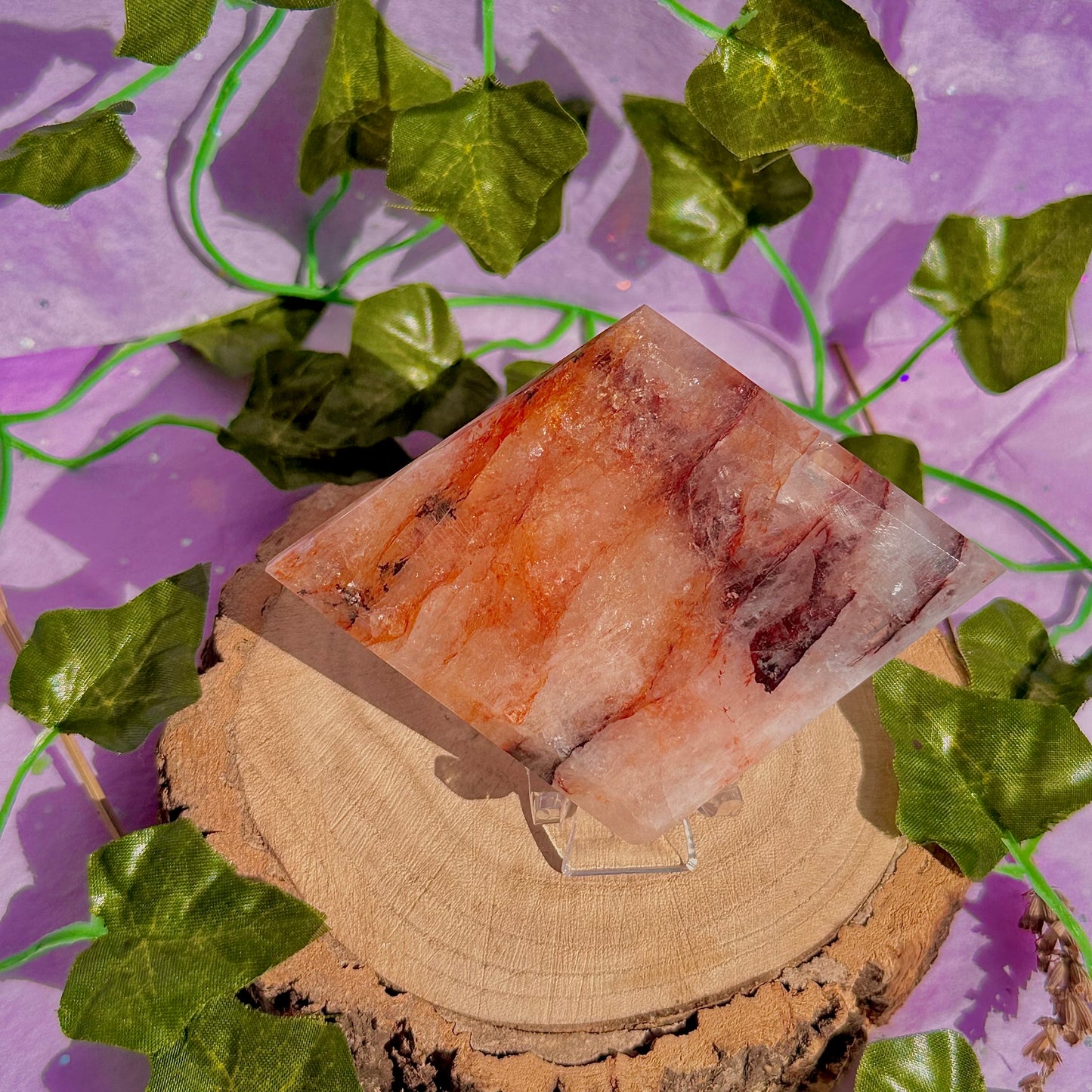 fire quartz diamond carving with stand