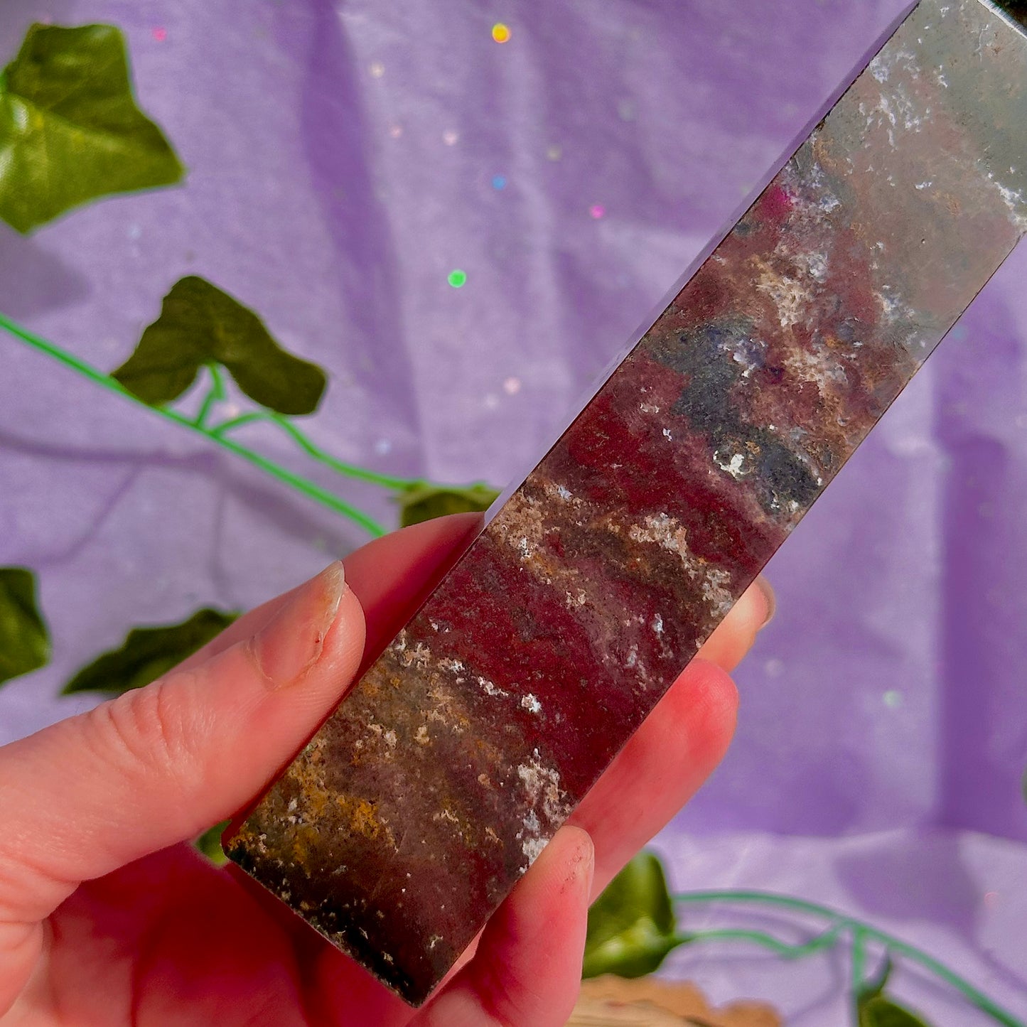 red moss agate tower