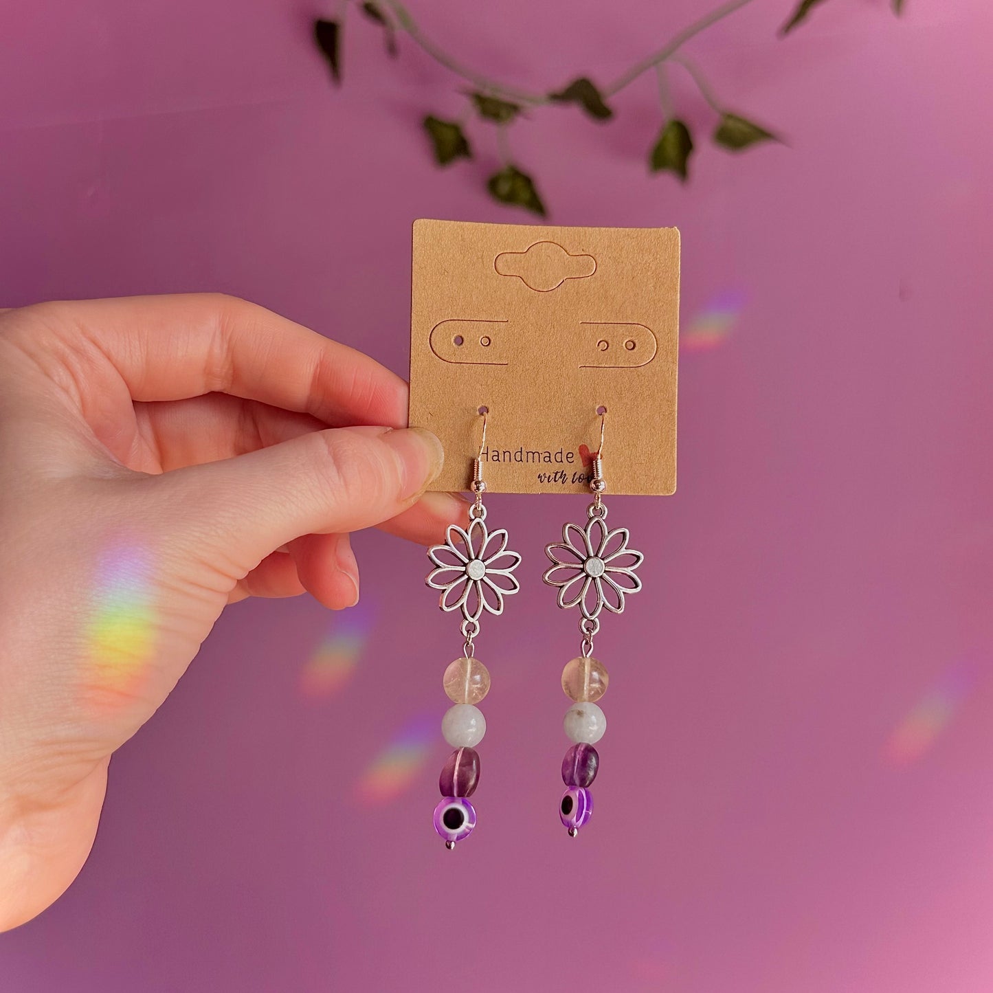 bloom earrings on 925 hooks ~ fluorite, aquamarine, calcite