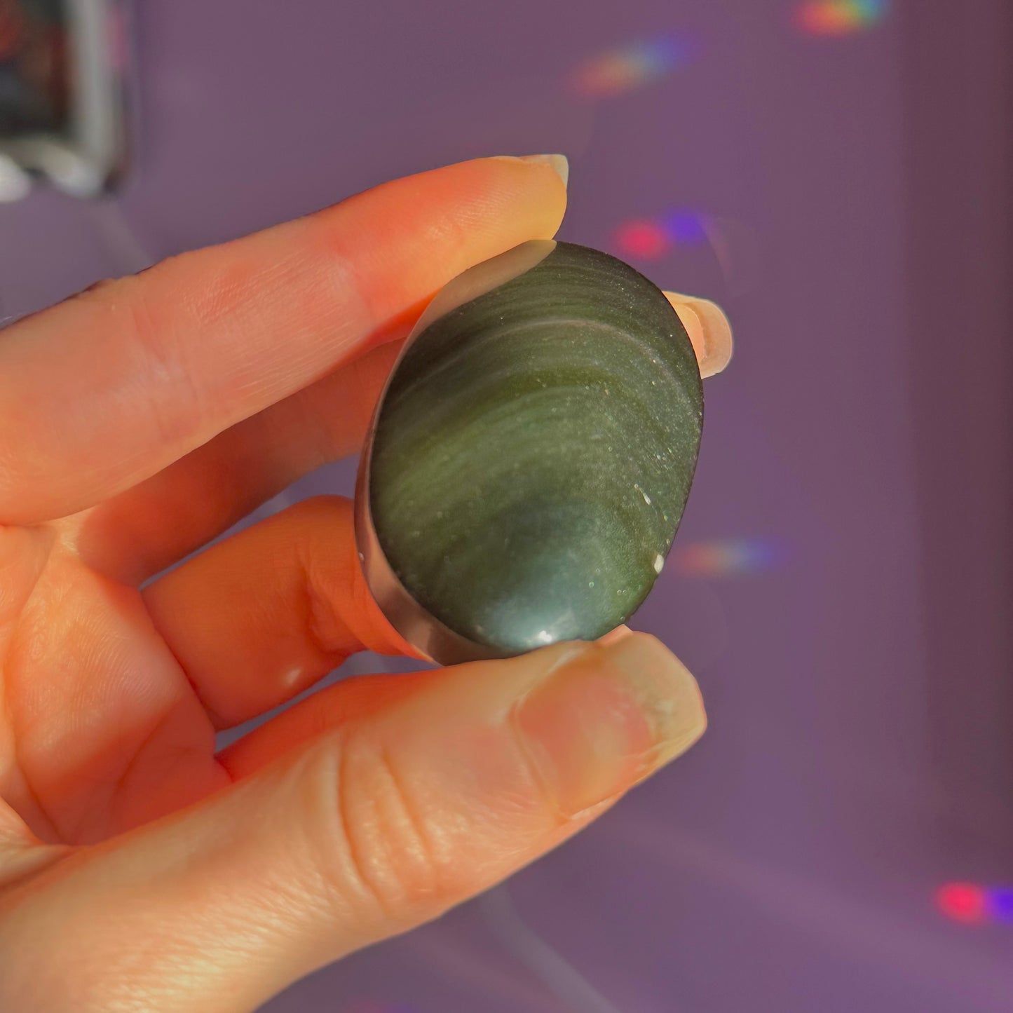 rainbow obsidian palm stone ~ intuitively chosen