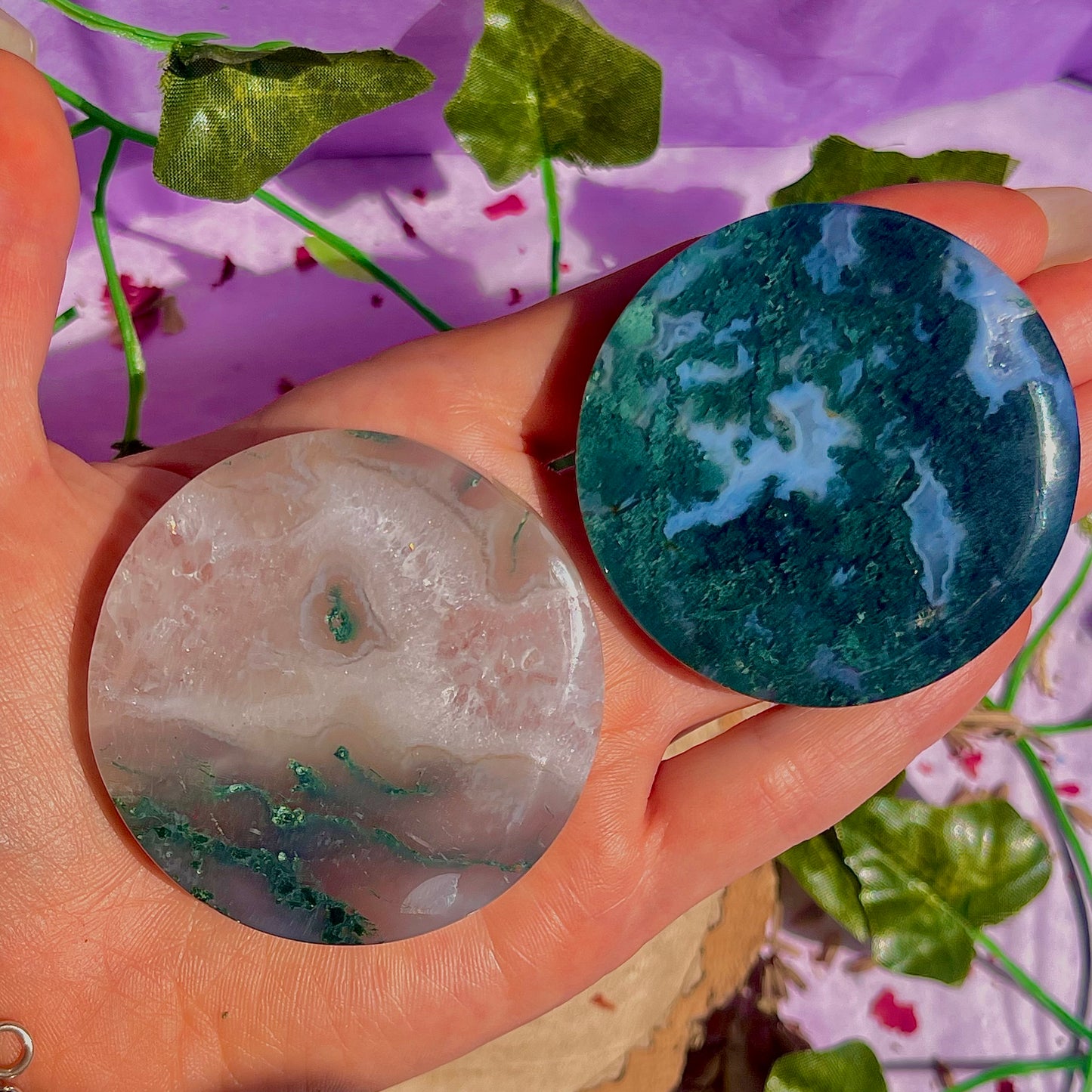 moss agate disc C & D