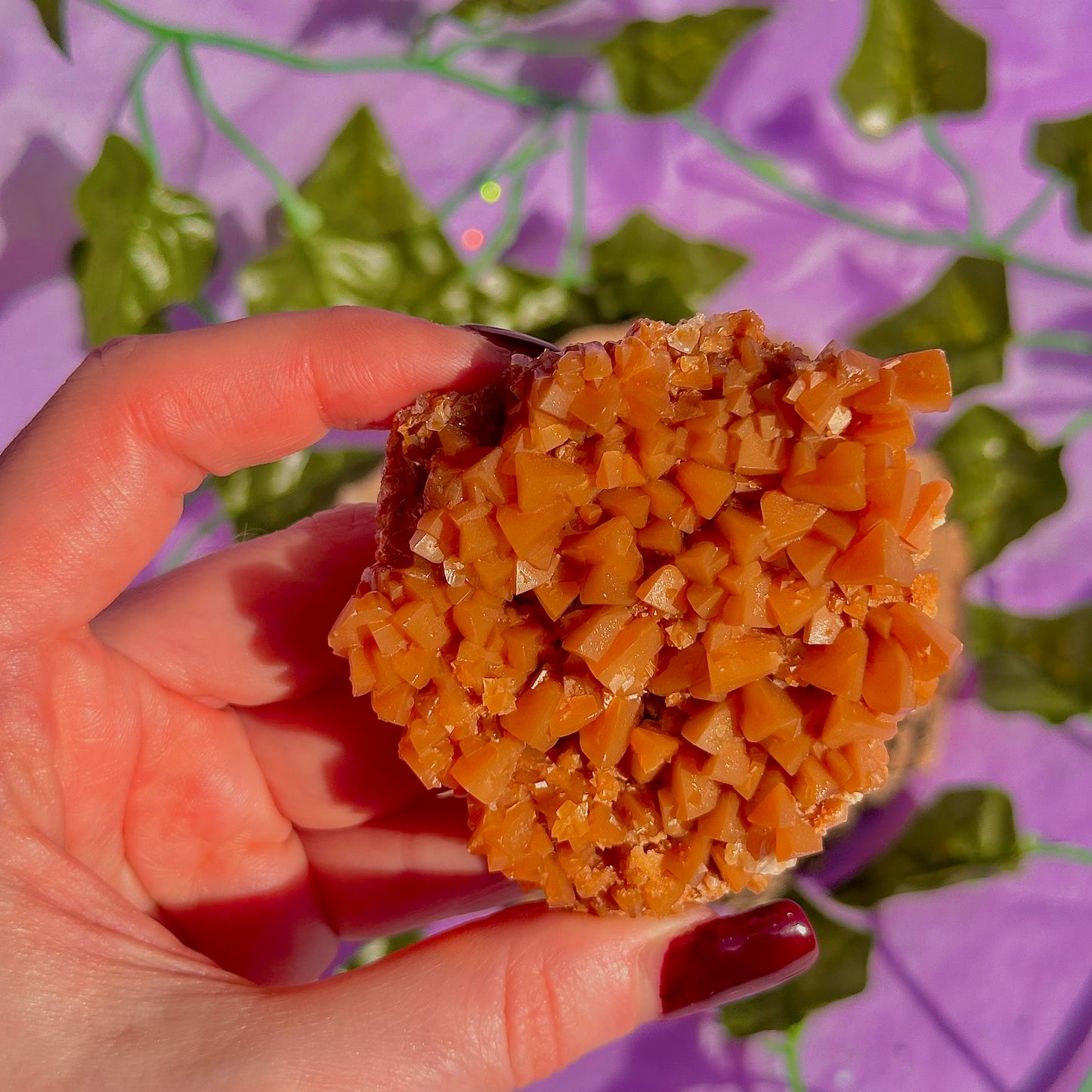 orange calcite cluster specimen C