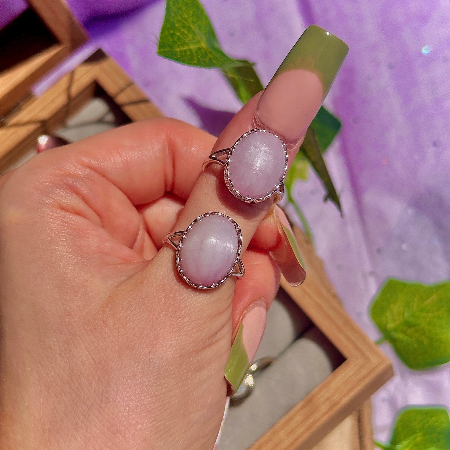 kunzite 925 sterling silver adjustable ring
