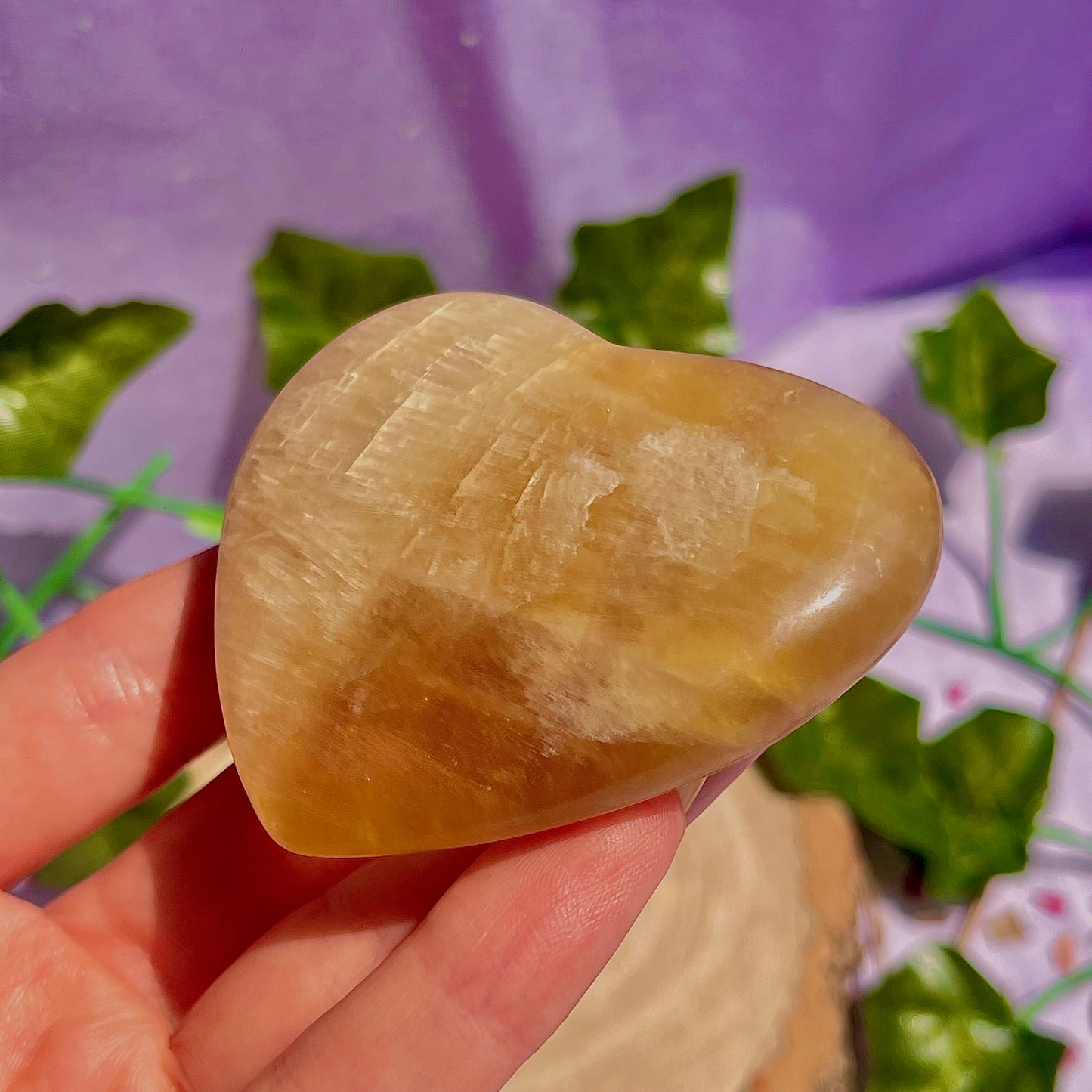 yellow fluorite heart carving