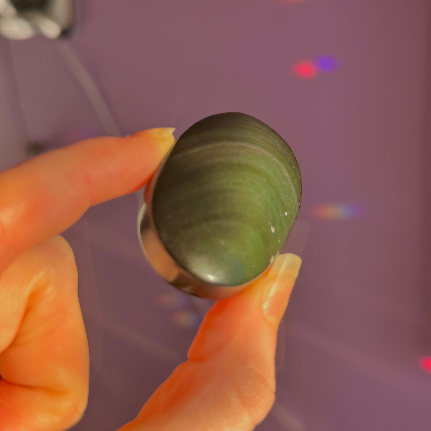 rainbow obsidian palm stone ~ intuitively chosen