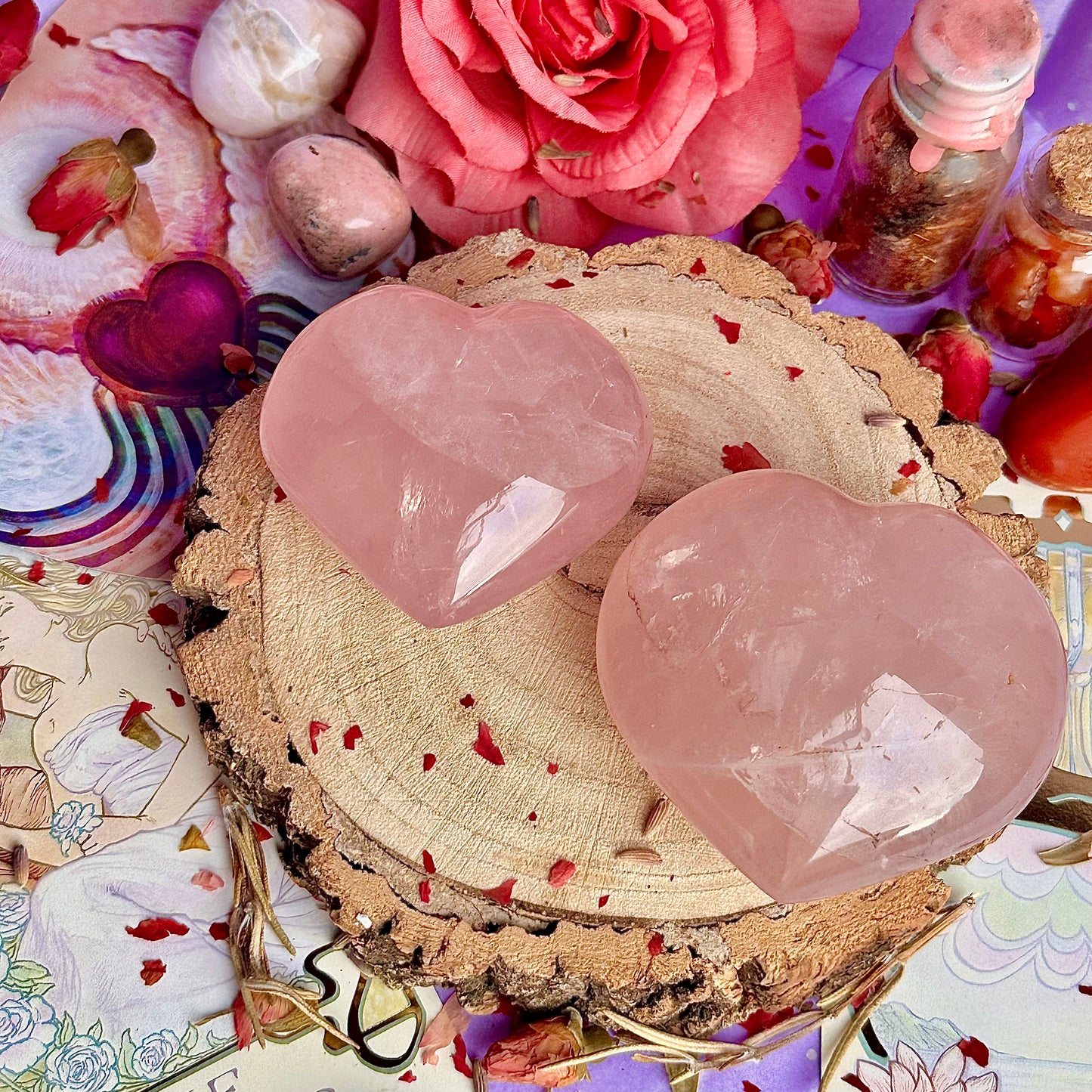 Cœurs en quartz rose starlight asterism ~ choisissez le vôtre