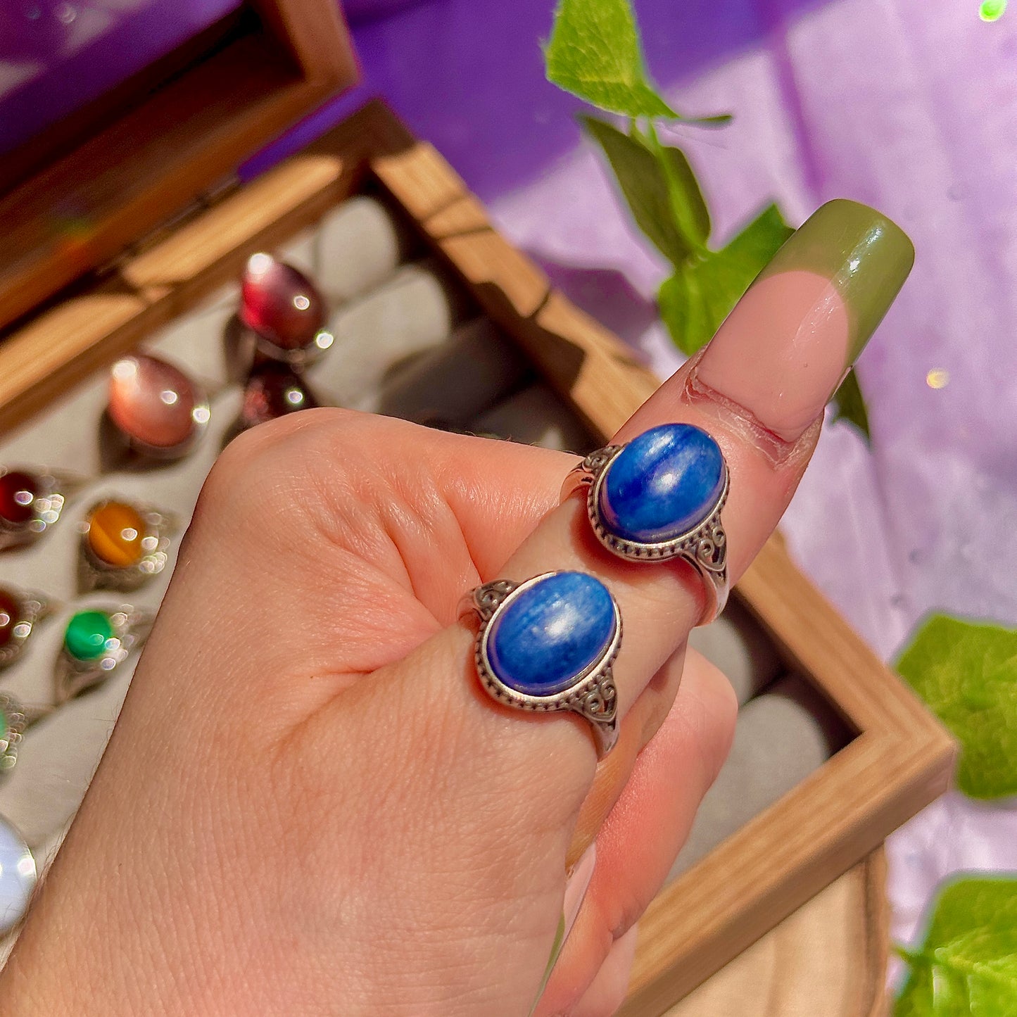 blue kyanite 925 sterling silver adjustable ring