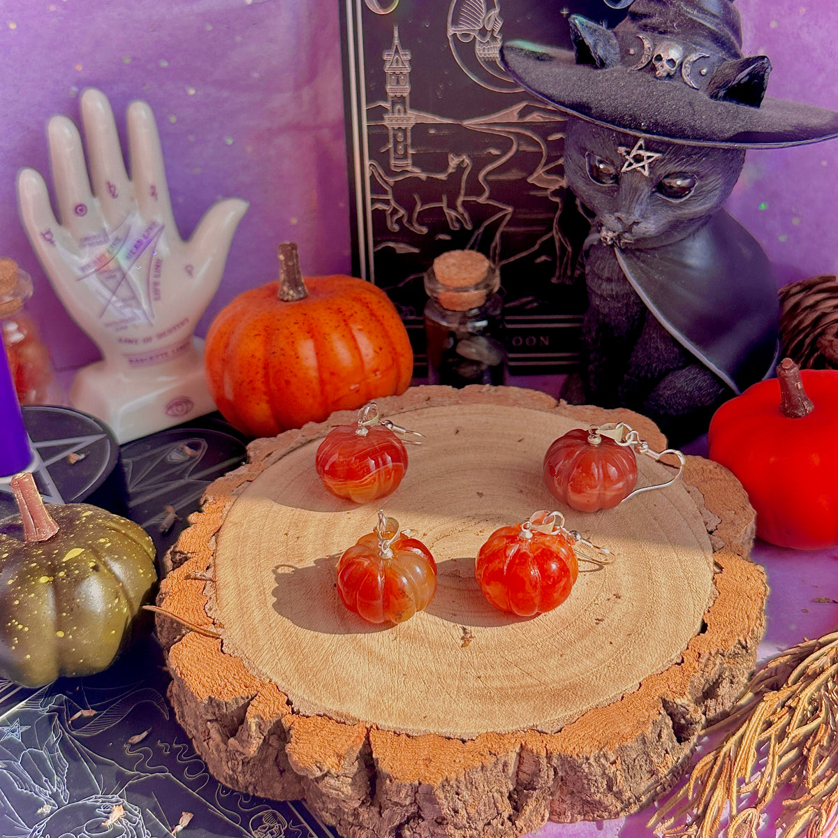 carnelian pumpkin earrings on 925 hooks ~ only 2!