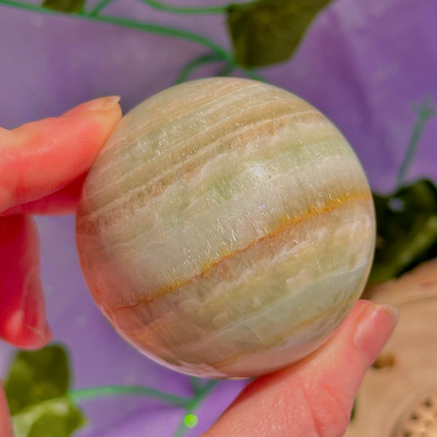 pistachio calcite sphere