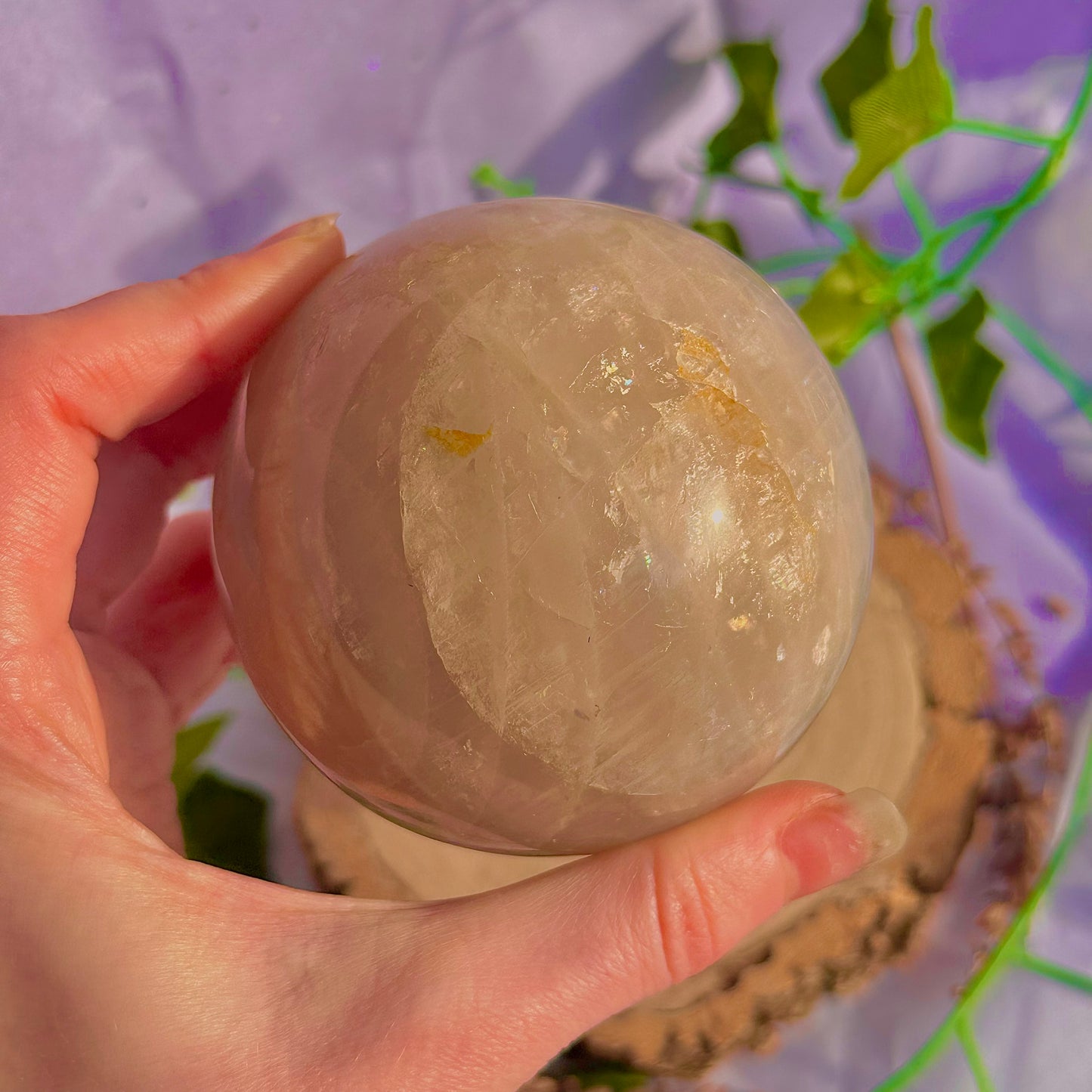 sphère de quartz rose bleu ~ 626g