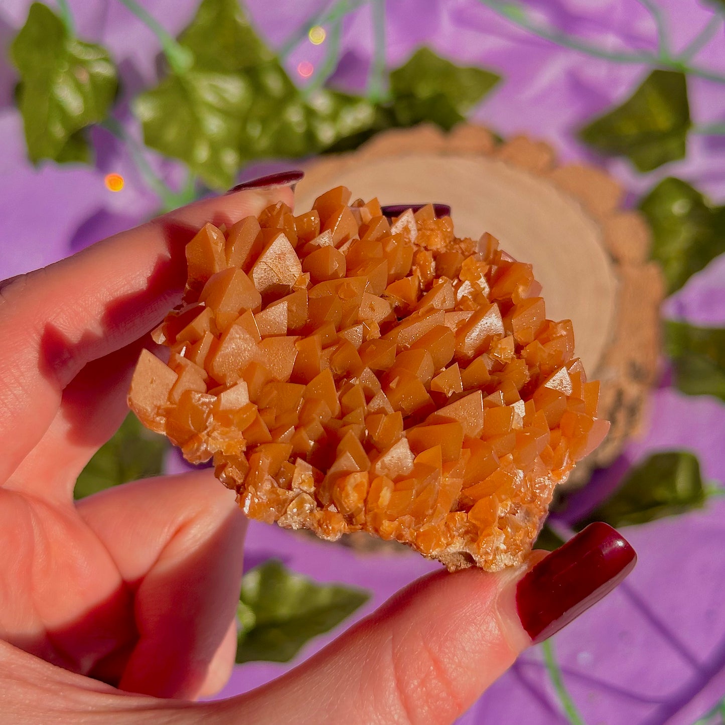 orange calcite cluster specimen C