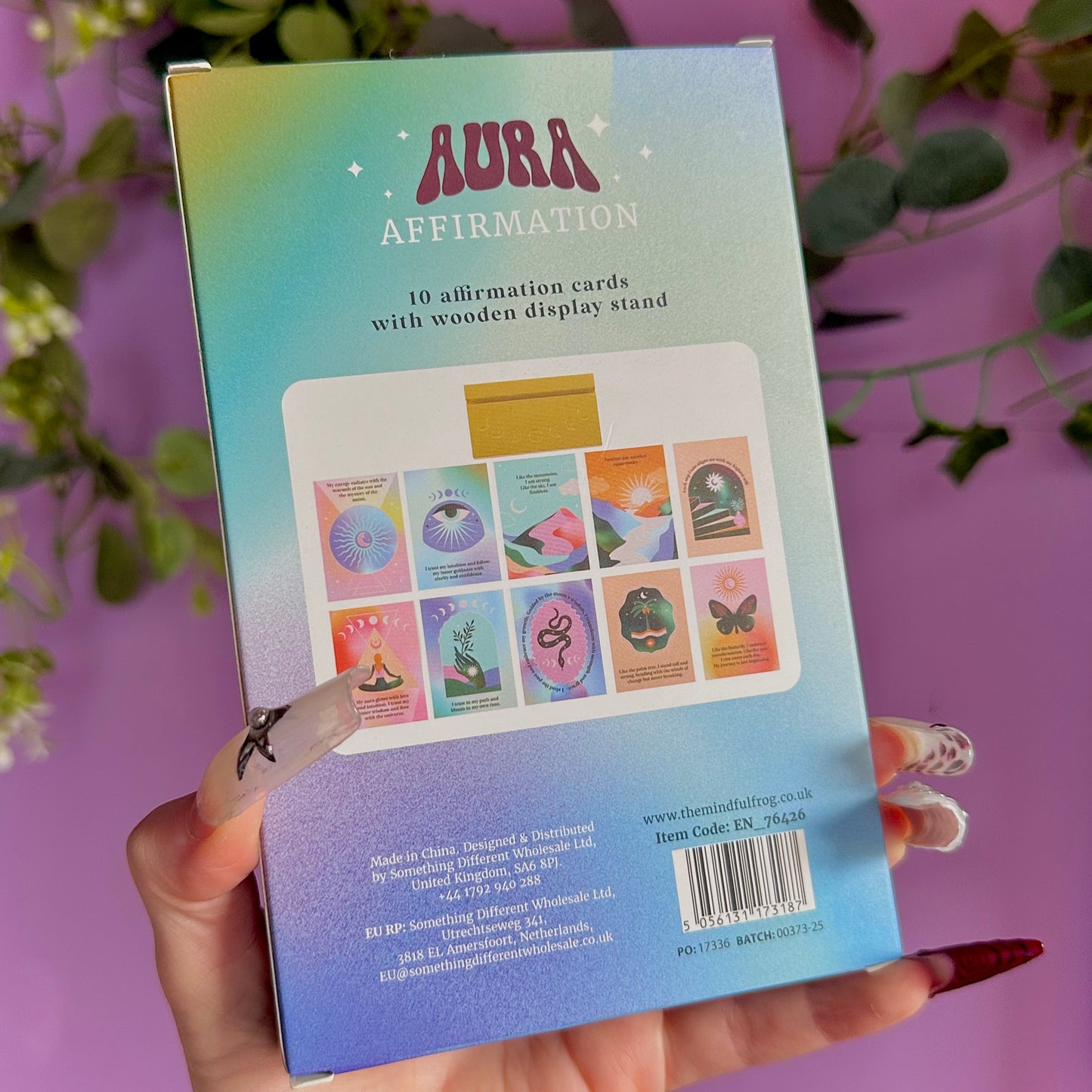 aura affirmation cards with stand