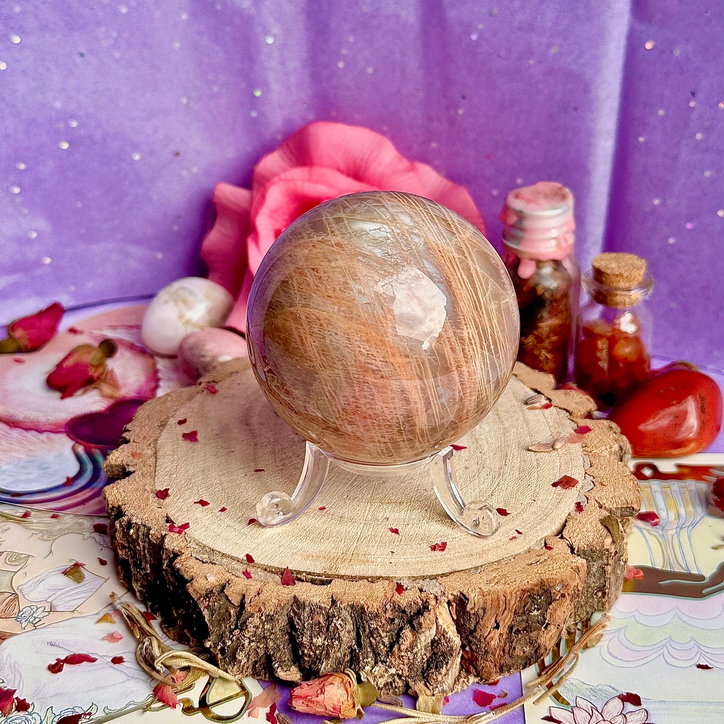 sphère de pierre de lune rose A