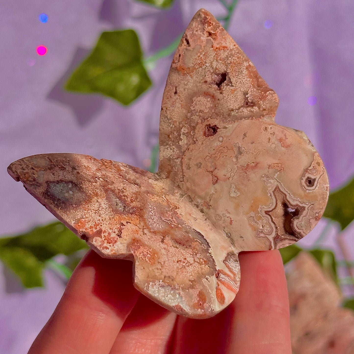 indonesian rare pink lace agate butterflies, self standing ~ choose your own