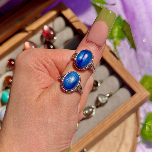 blue kyanite 925 sterling silver adjustable ring