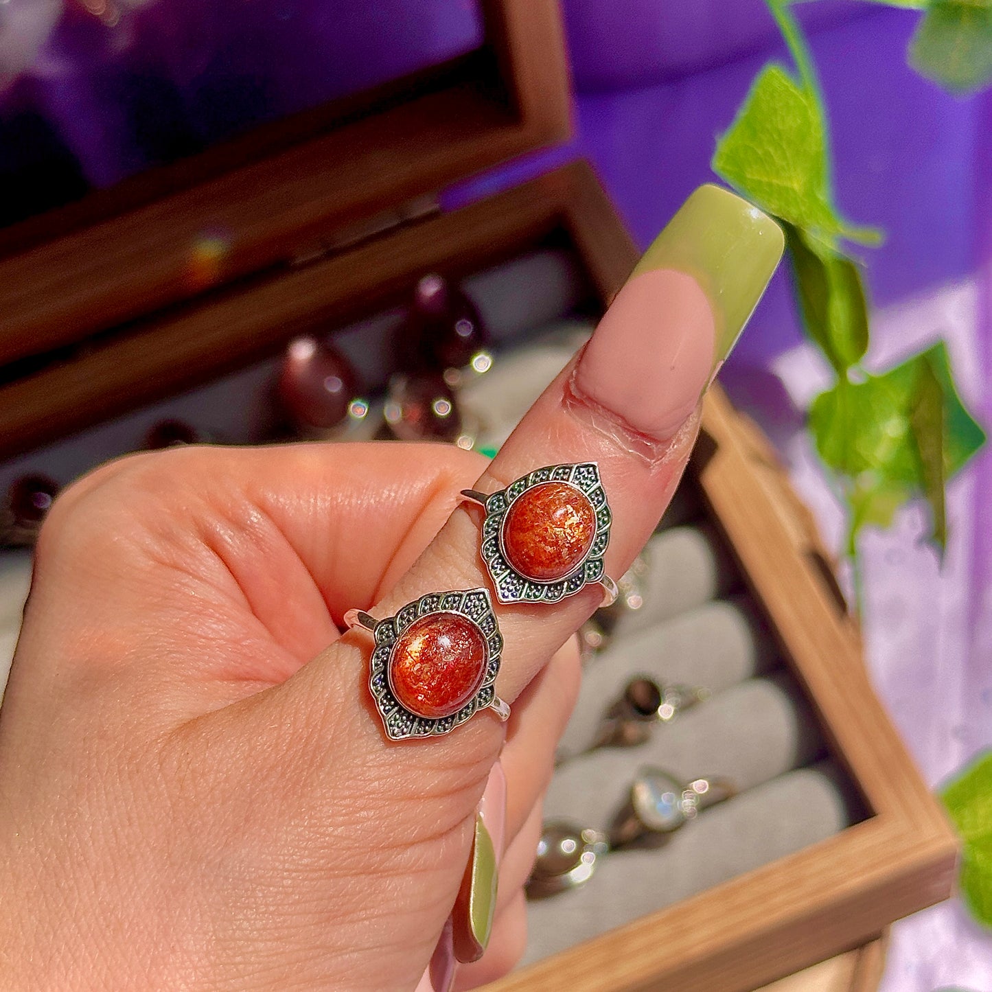 sunstone 925 sterling silver adjustable ring