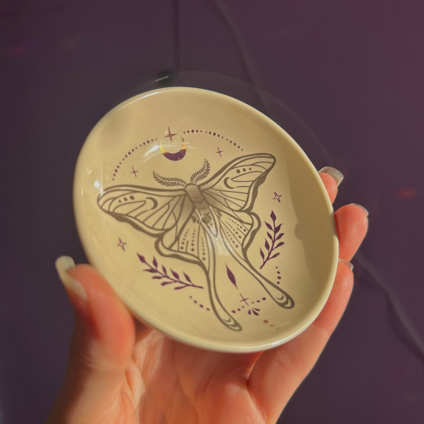 luna moth ceramic incense holder