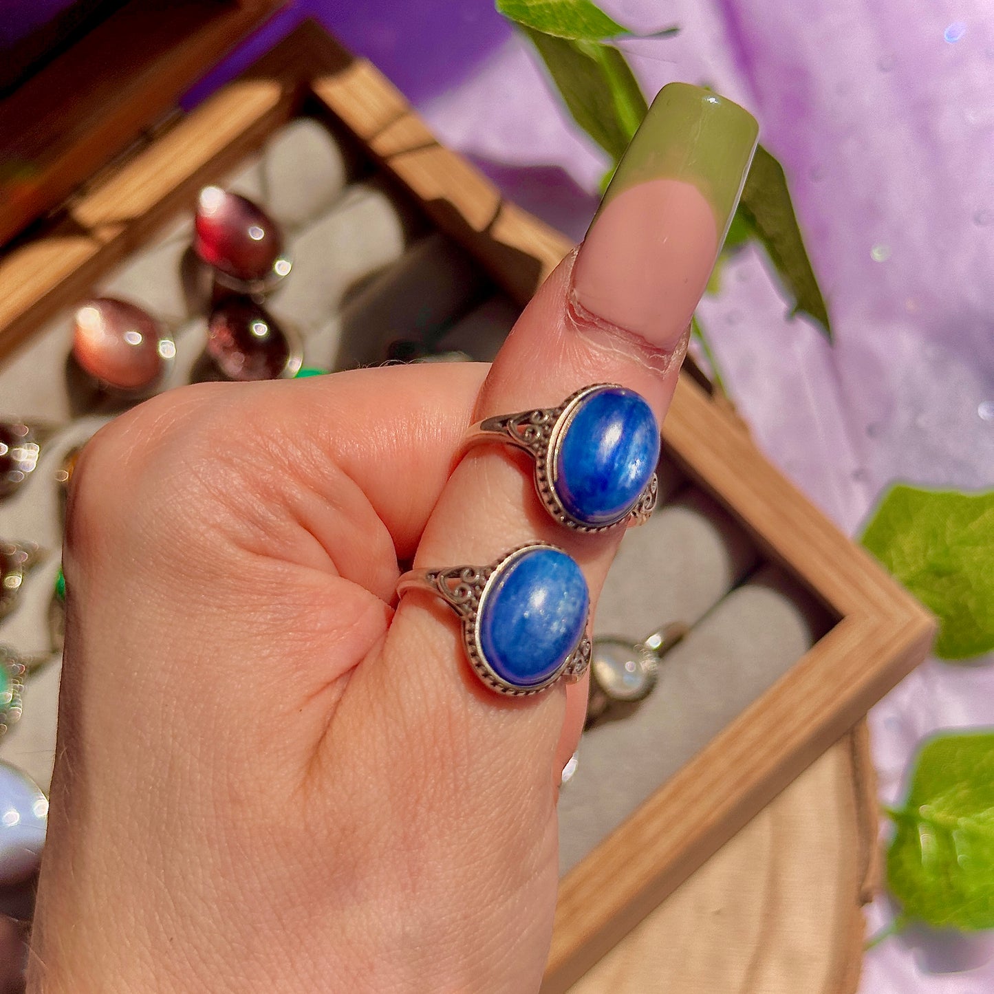 blue kyanite 925 sterling silver adjustable ring