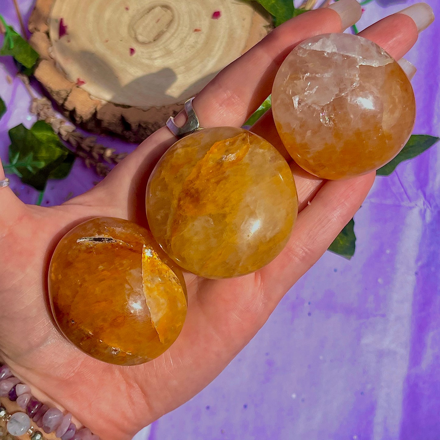 golden healer palm stones ~ intuitively chosen