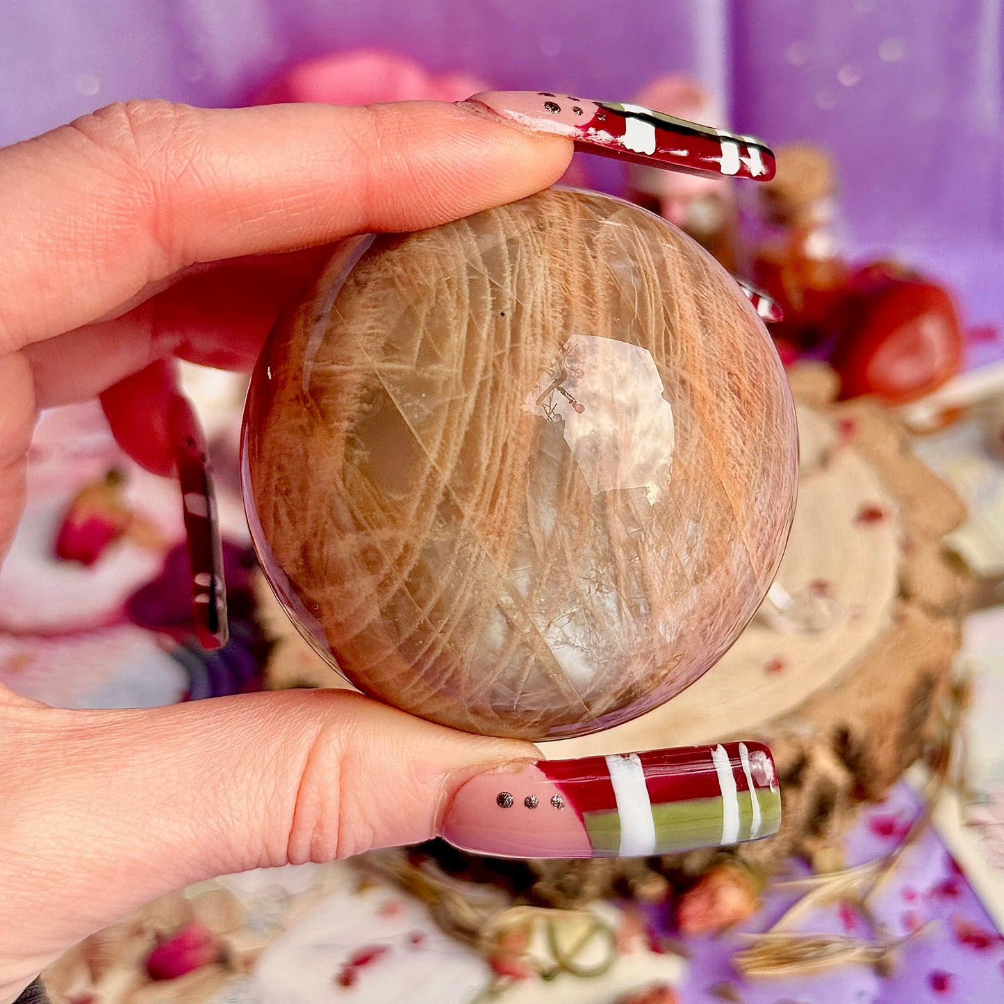 sphère de pierre de lune rose A